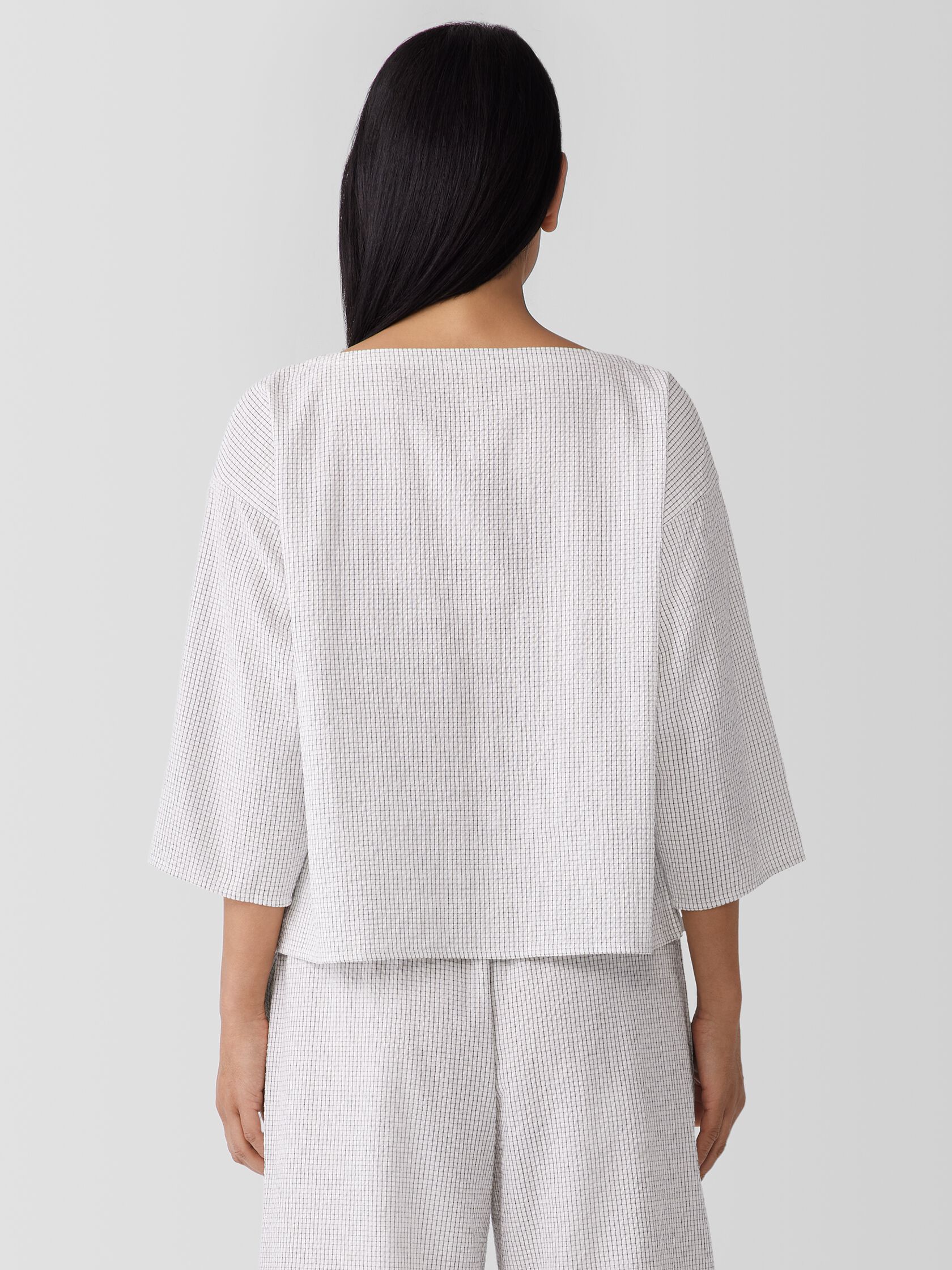 Organic Cotton Ripple Checkered Box-Top