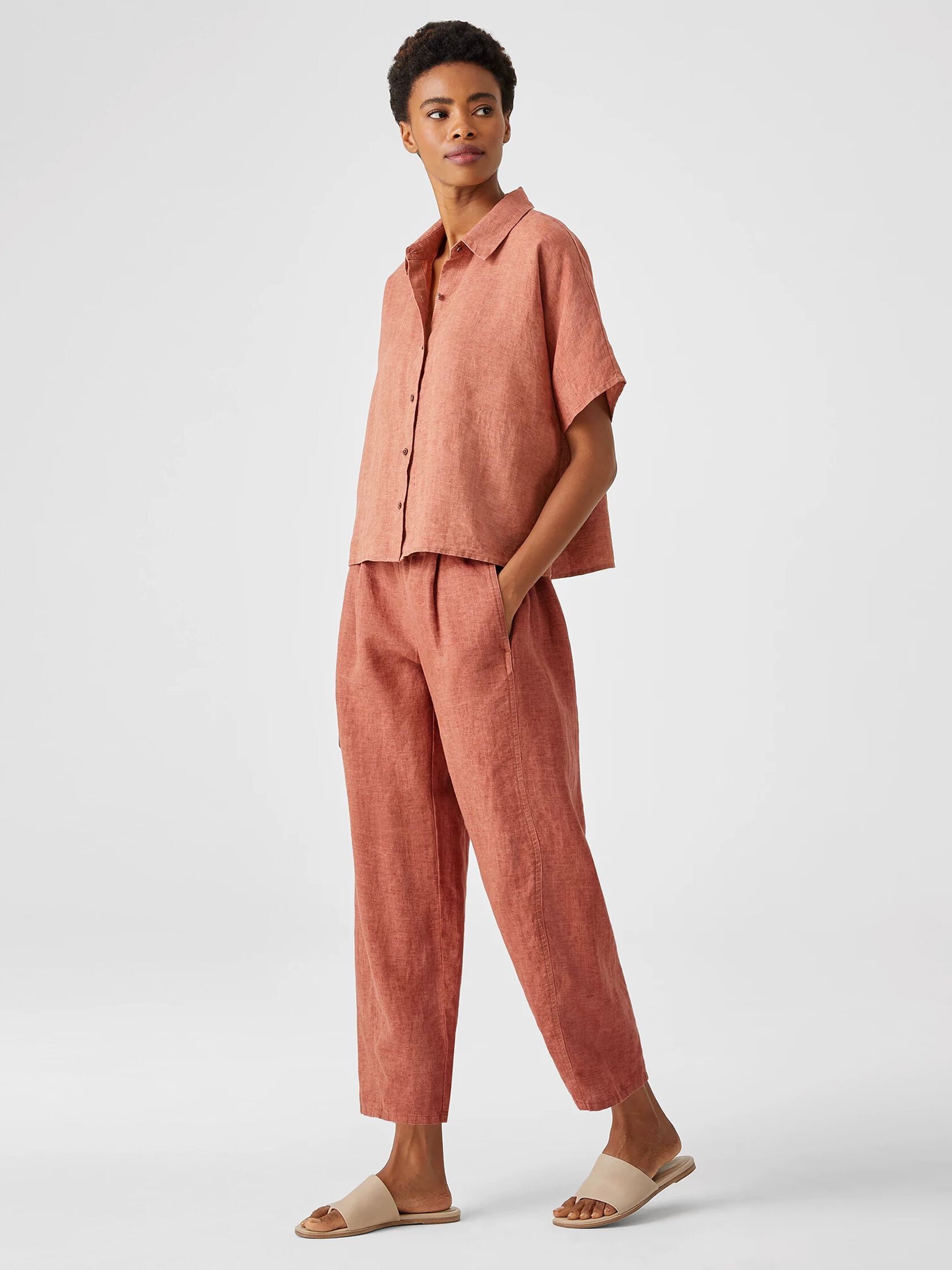 Washed Organic Linen Delave Lantern Pant