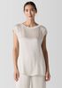 Striated Silk Satin Bateau Neck Top