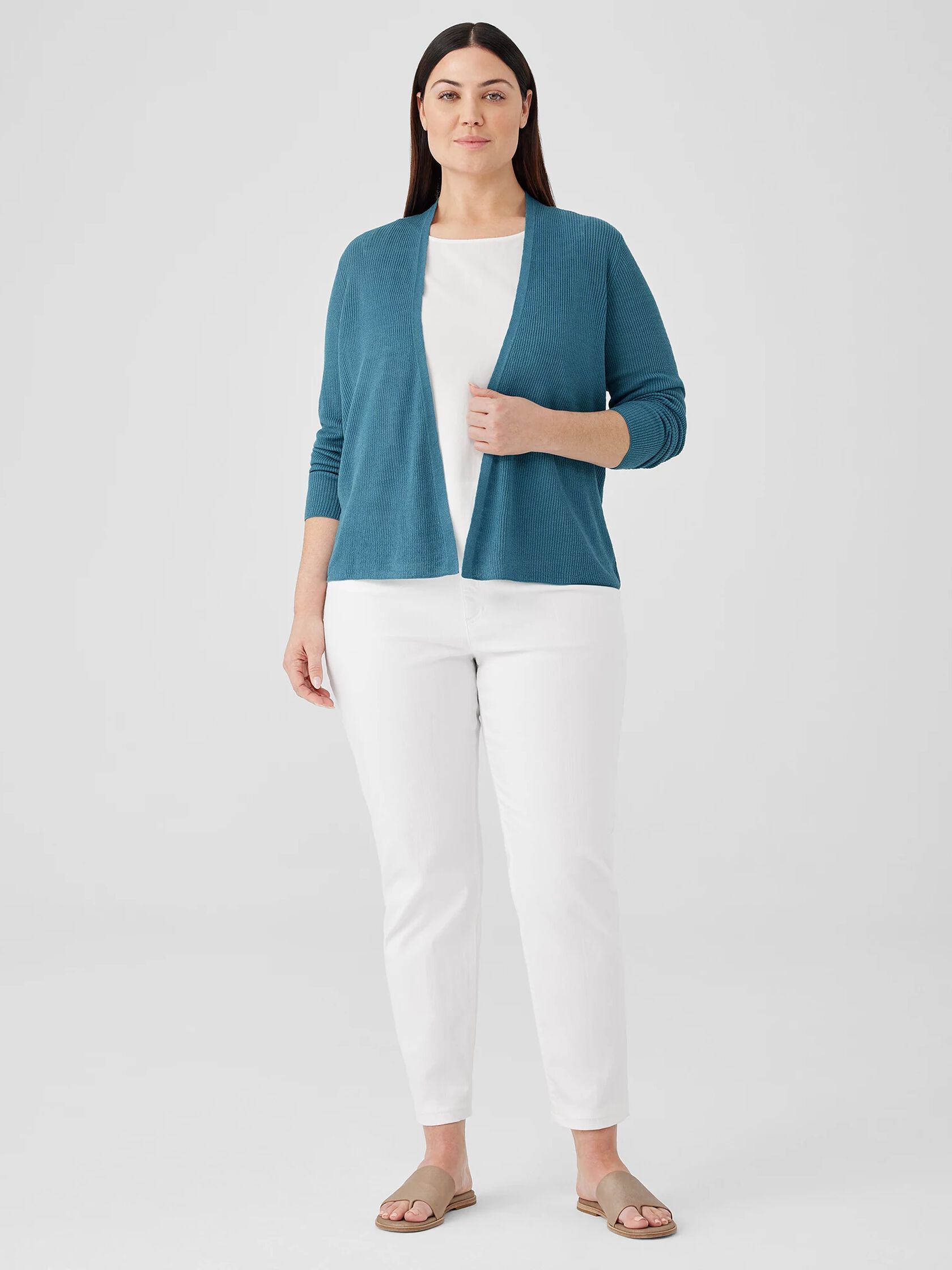 Organic Linen Cotton Airy Tuck Cropped Cardigan
