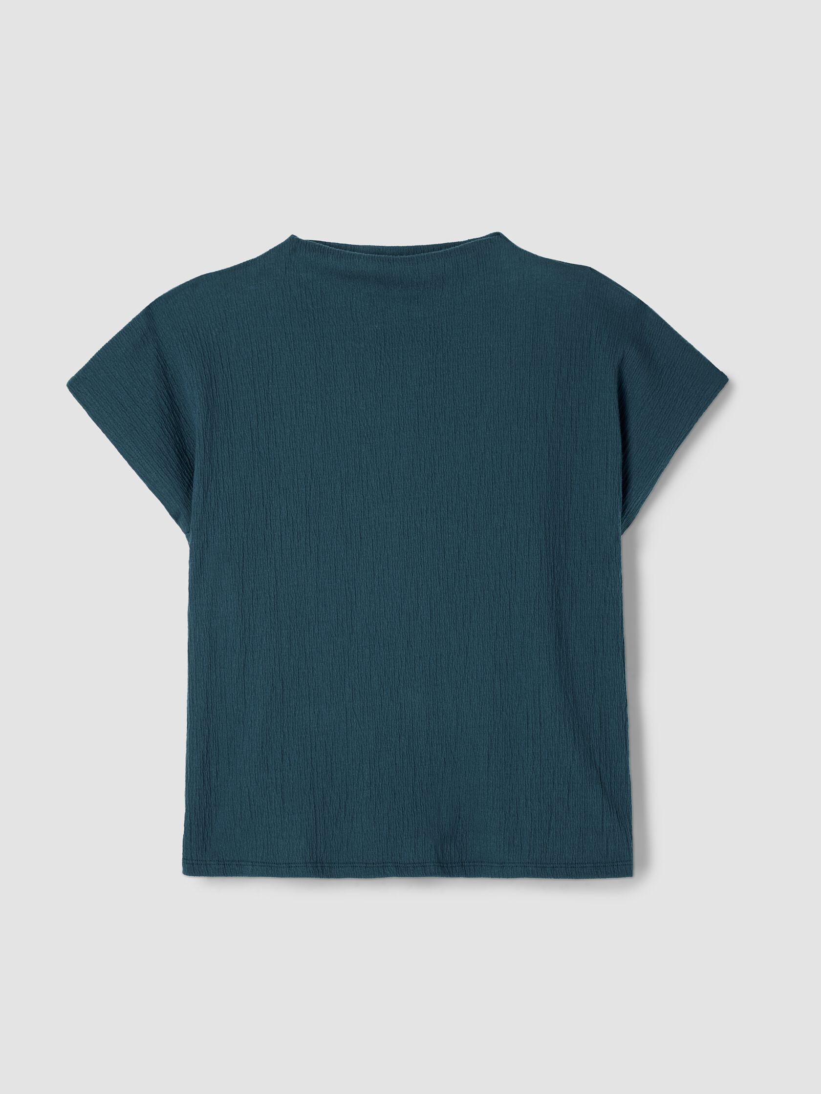 Crinkled Jersey Funnel Neck Top