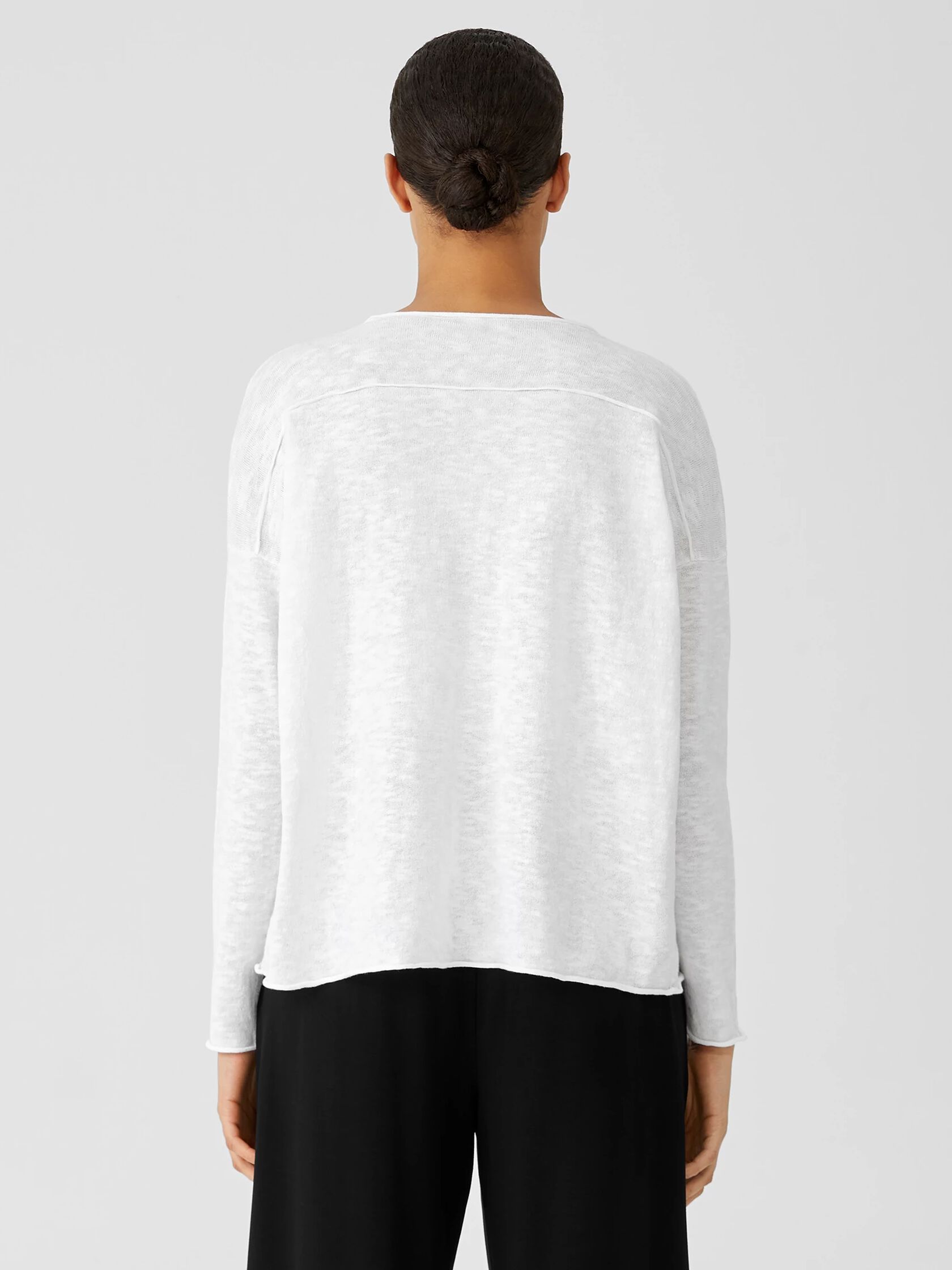 Organic Cotton Linen Slub V-Neck Top