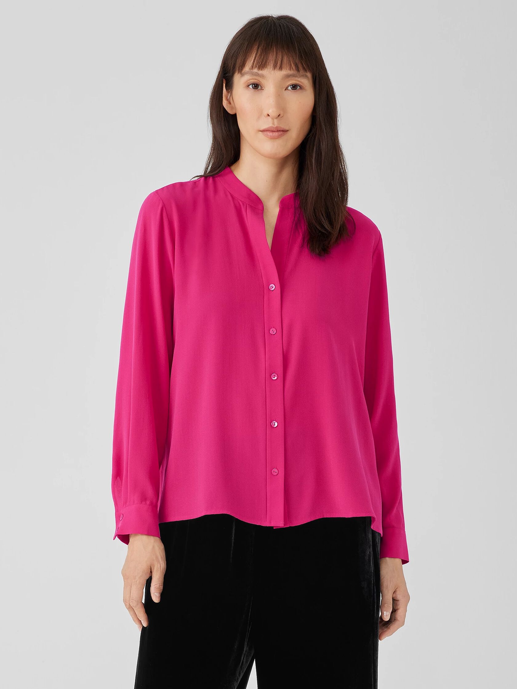 Silk Georgette Crepe Shirred-Back&nbsp;Shirt