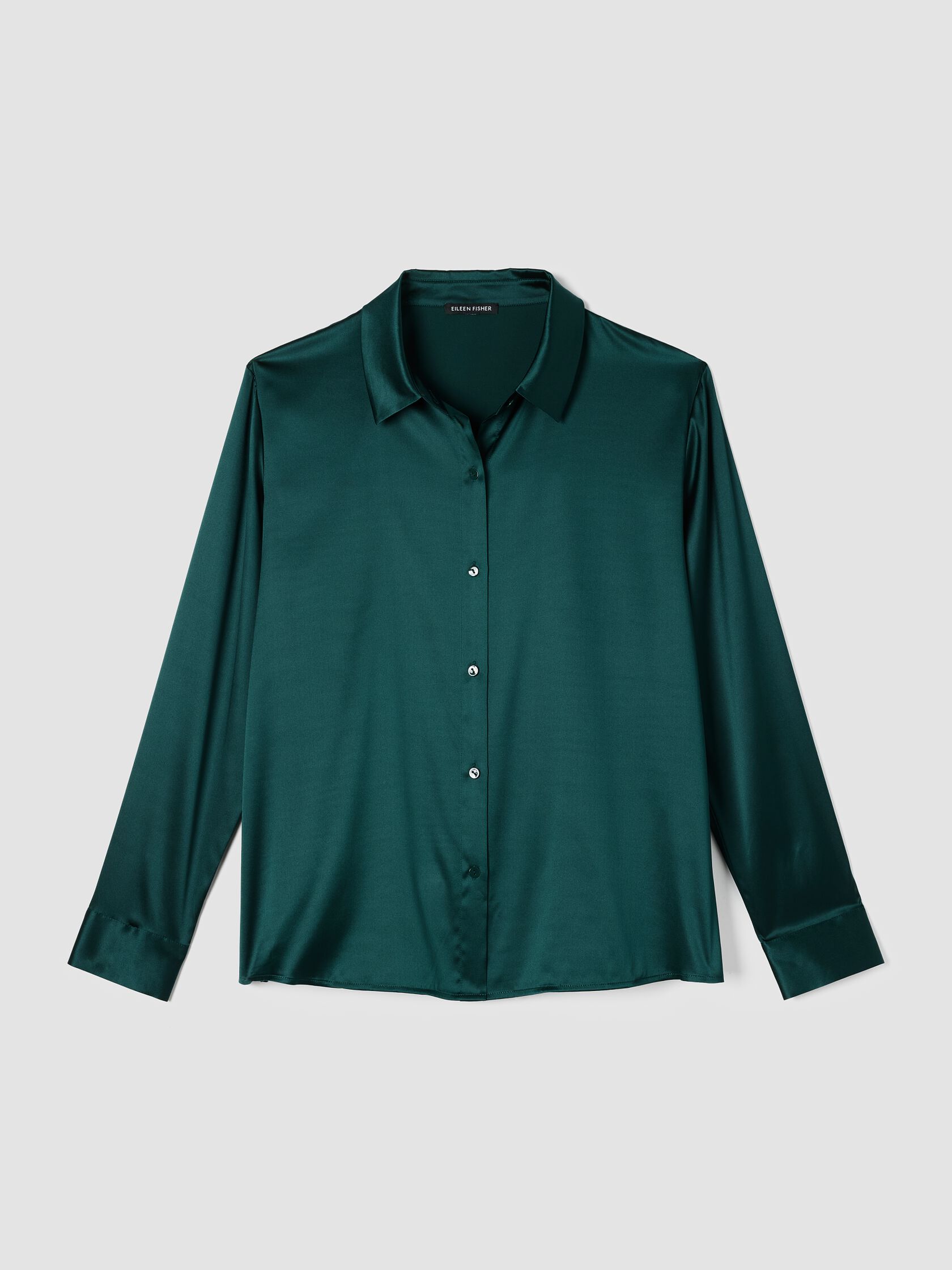 Stretch Silk Charmeuse Classic Collar Shirt