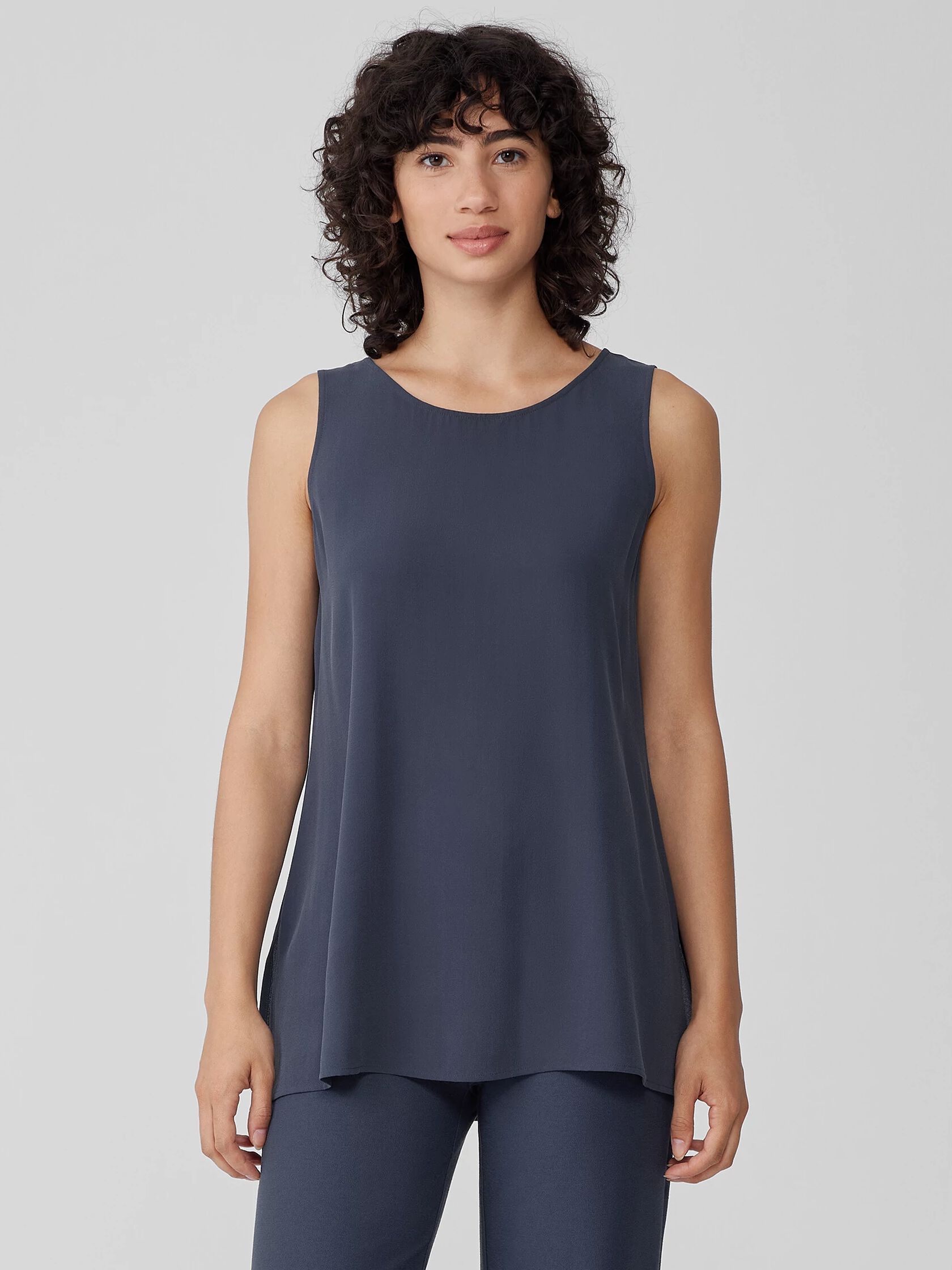 Silk Georgette Crepe Ballet Neck Tank