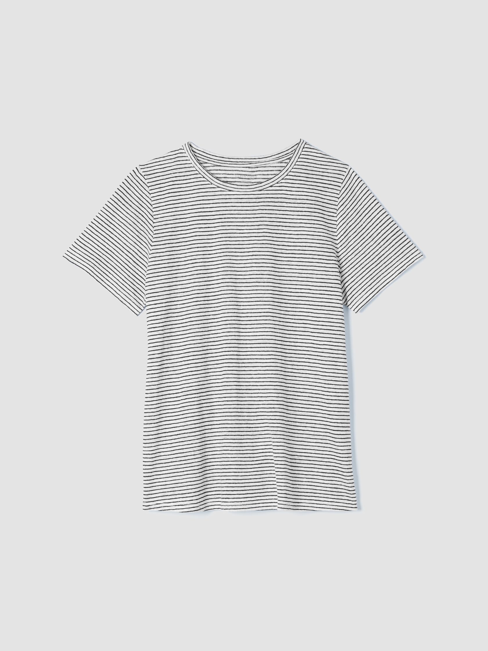 Striped Organic Linen Jersey Crew Neck Tee