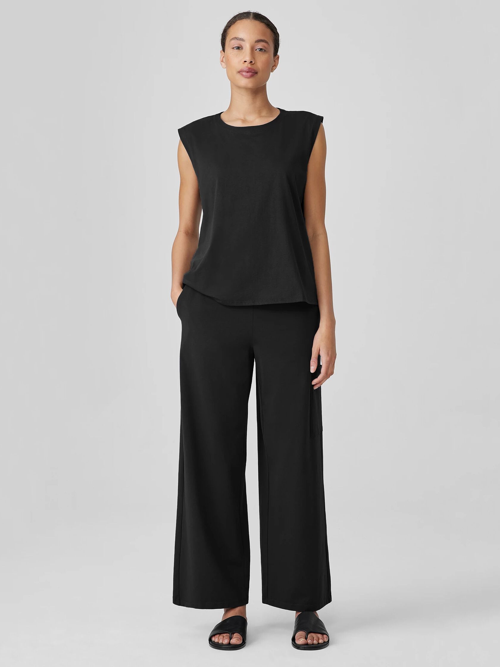 Pima Cotton Stretch Jersey Wide-Leg Pant With Pockets