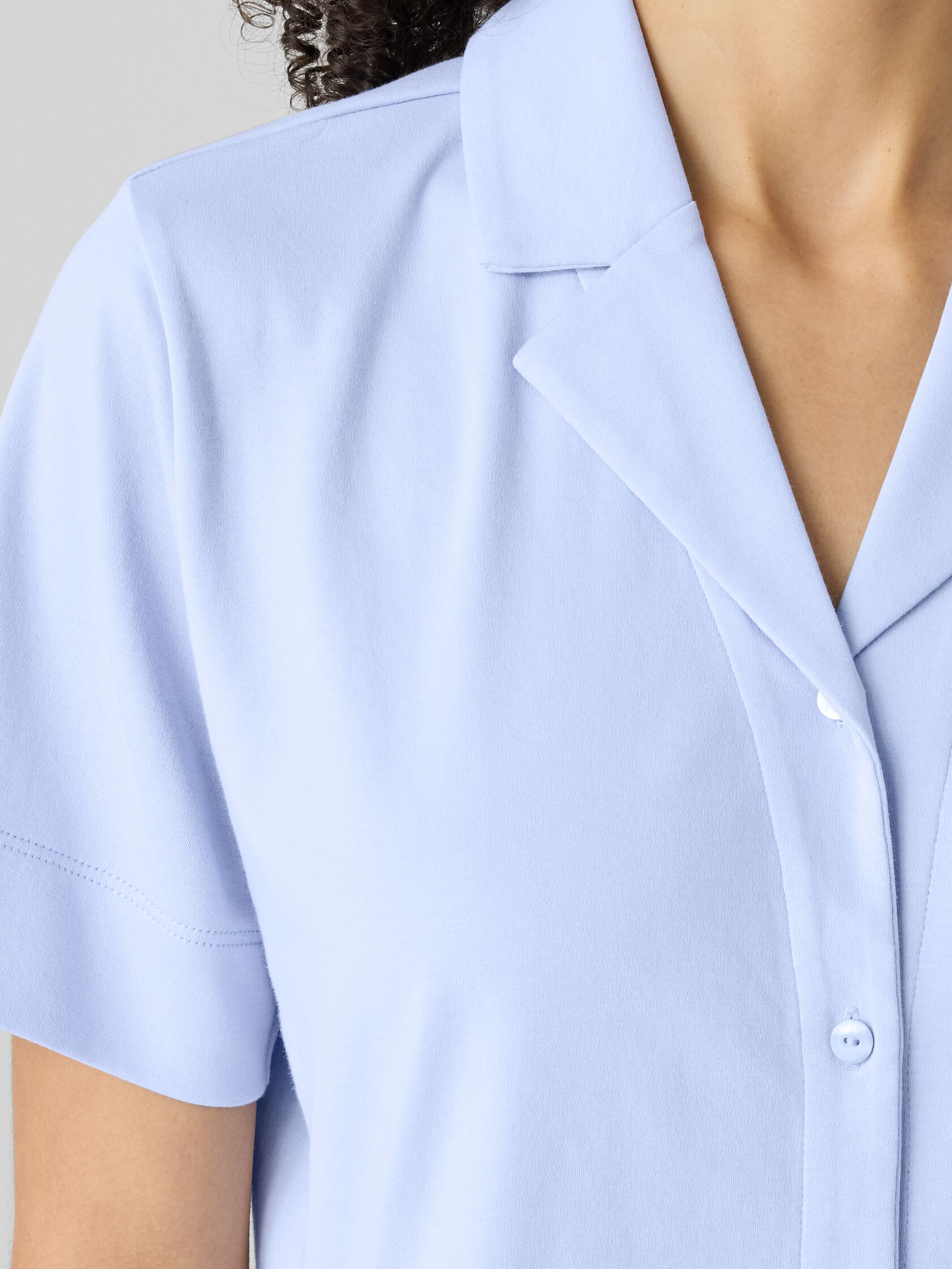 Organic Cotton Interlock Notch Collar Sleep Shirt