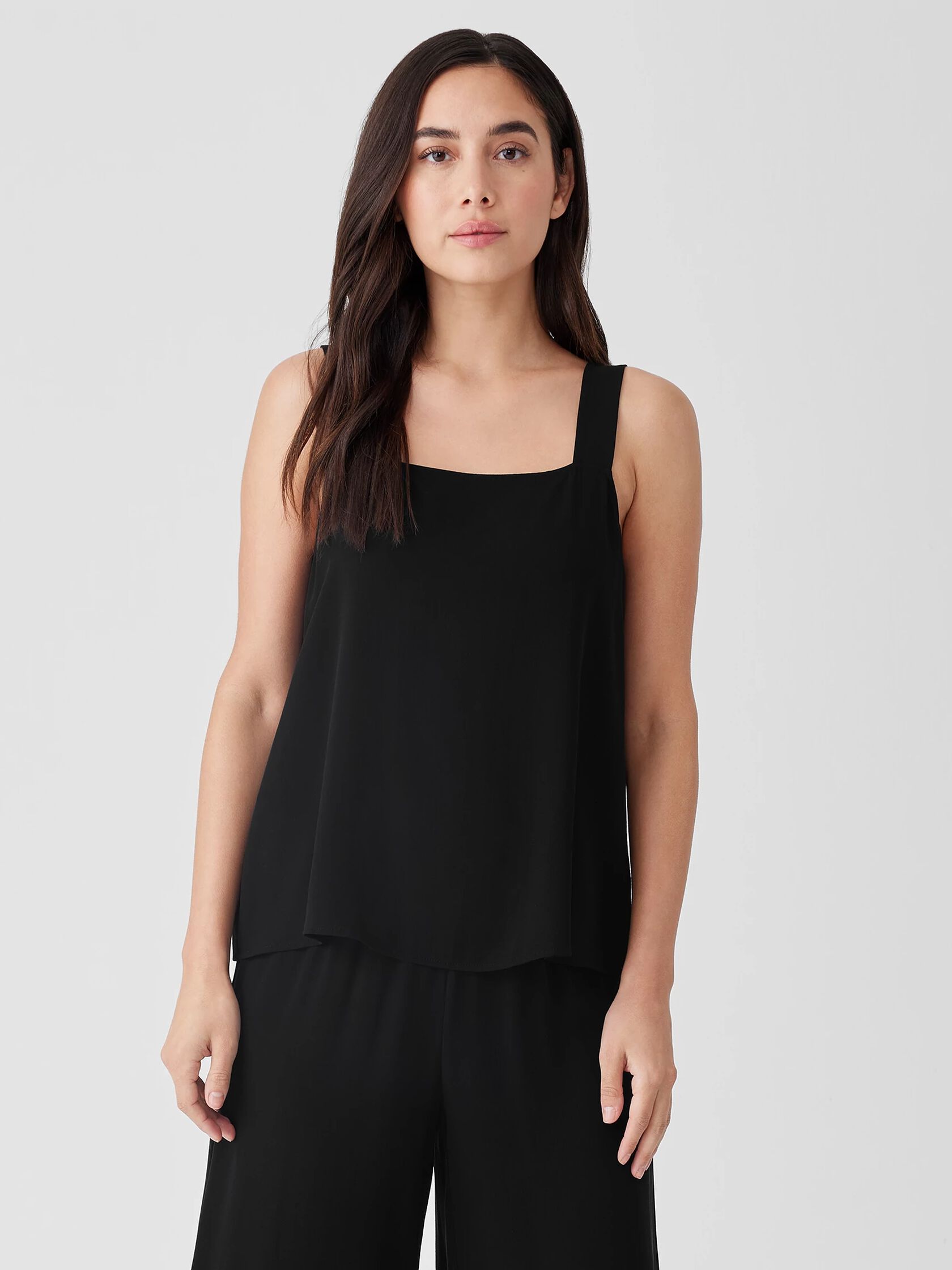 Silk Georgette Crepe Square Neck Tank