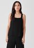 Silk Georgette Crepe Square Neck Tank