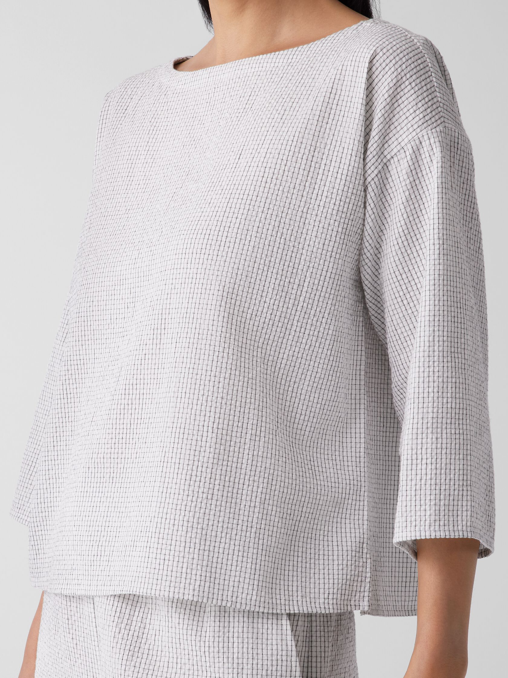 Organic Cotton Ripple Checkered Box-Top