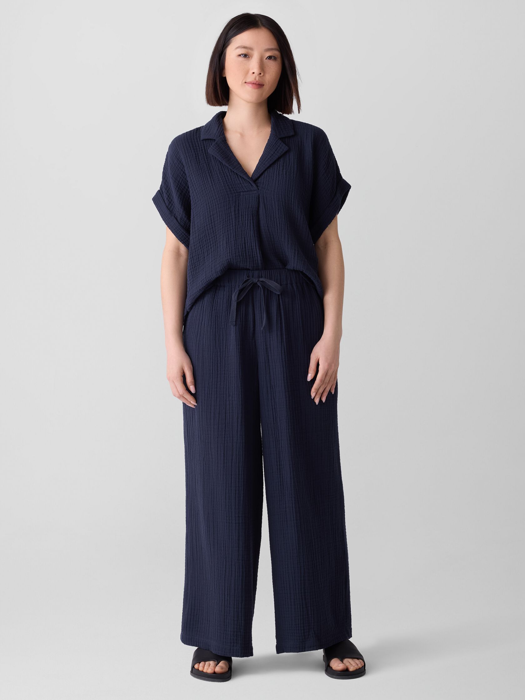 Organic Cotton Lofty Gauze Wide-Leg Pant