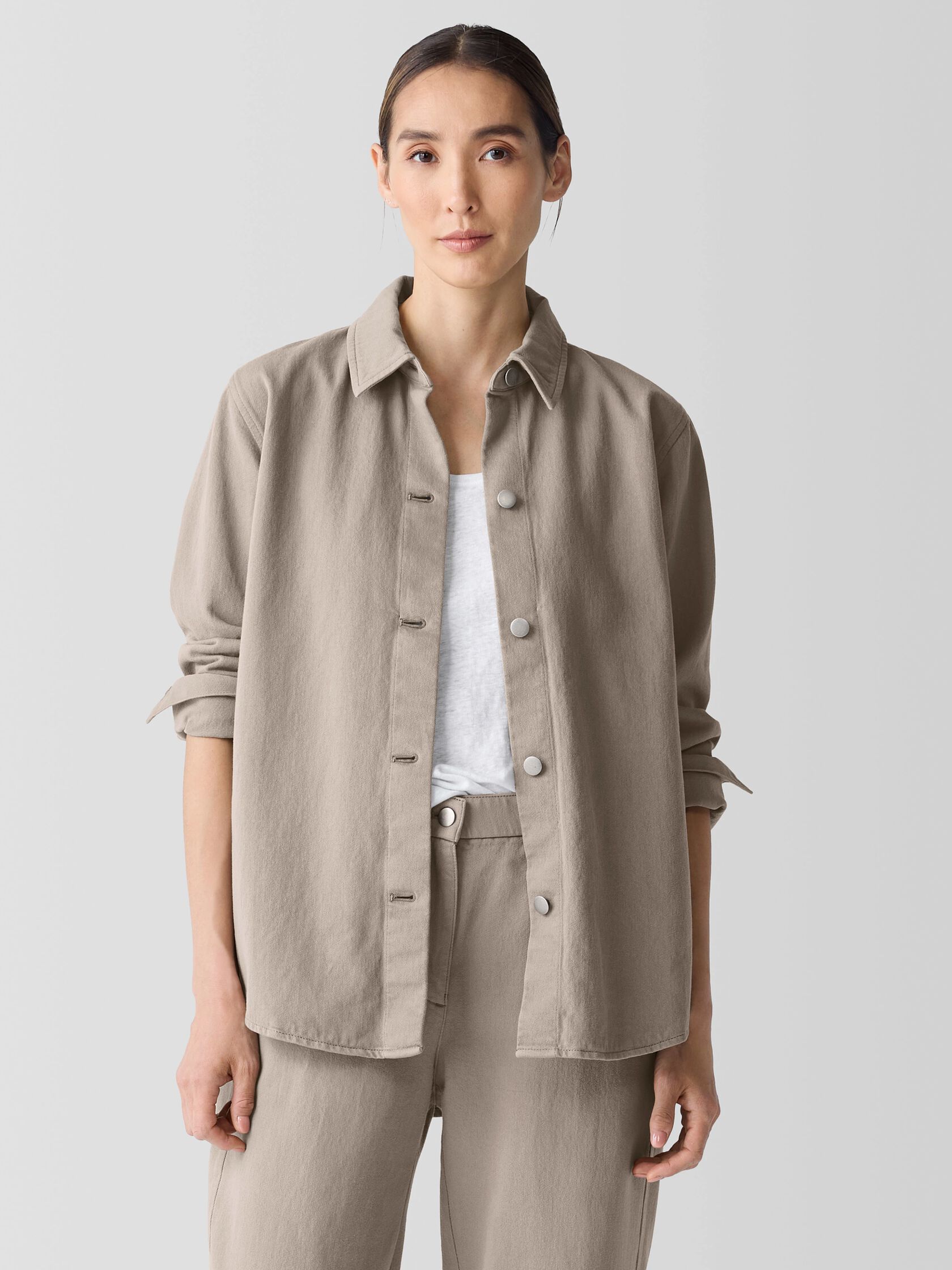 Garment-Dyed Utility&nbsp;Organic&nbsp;Cotton Shirt Jacket