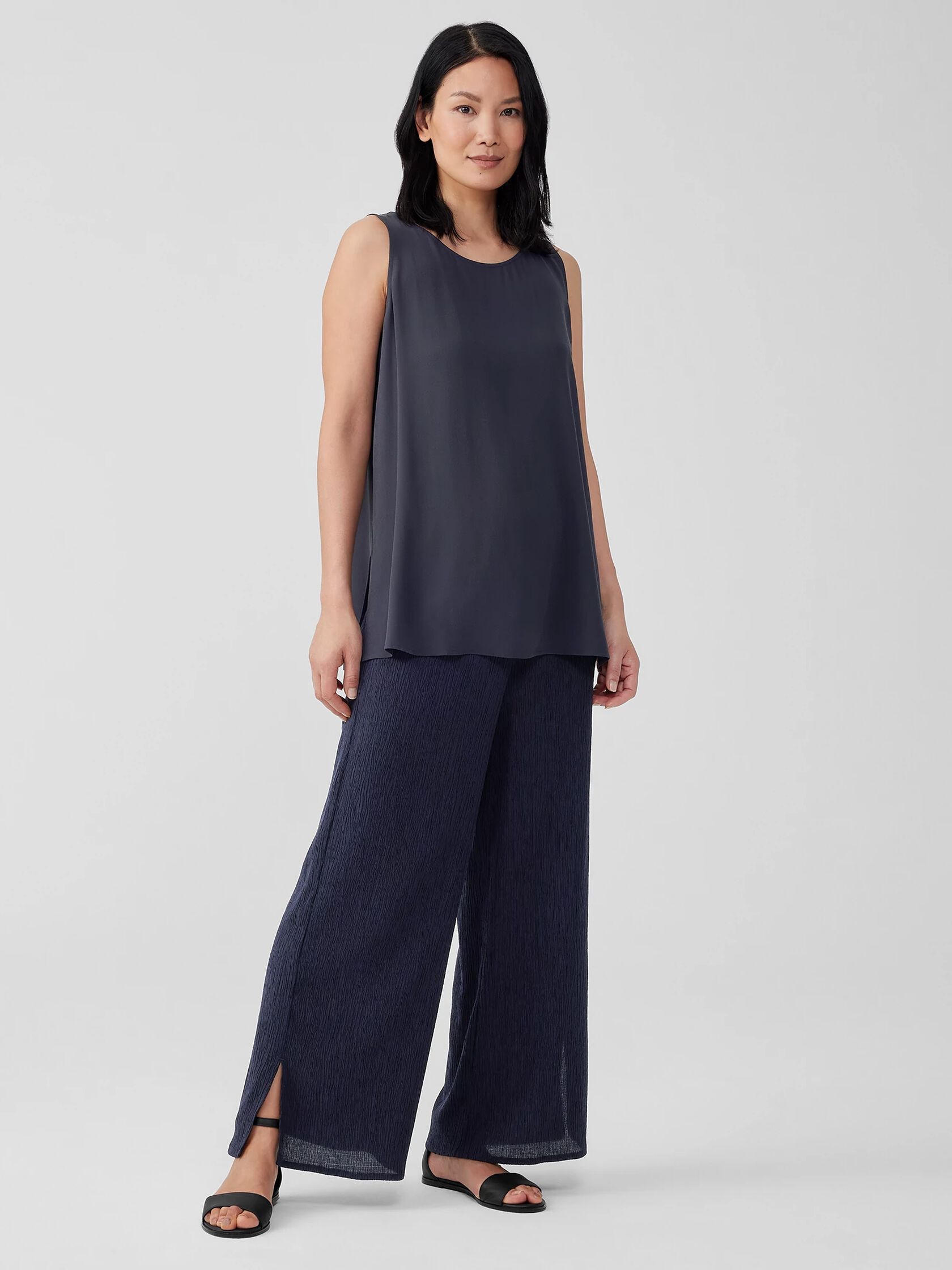 Woven Pliss&eacute; Wide-Leg Pant