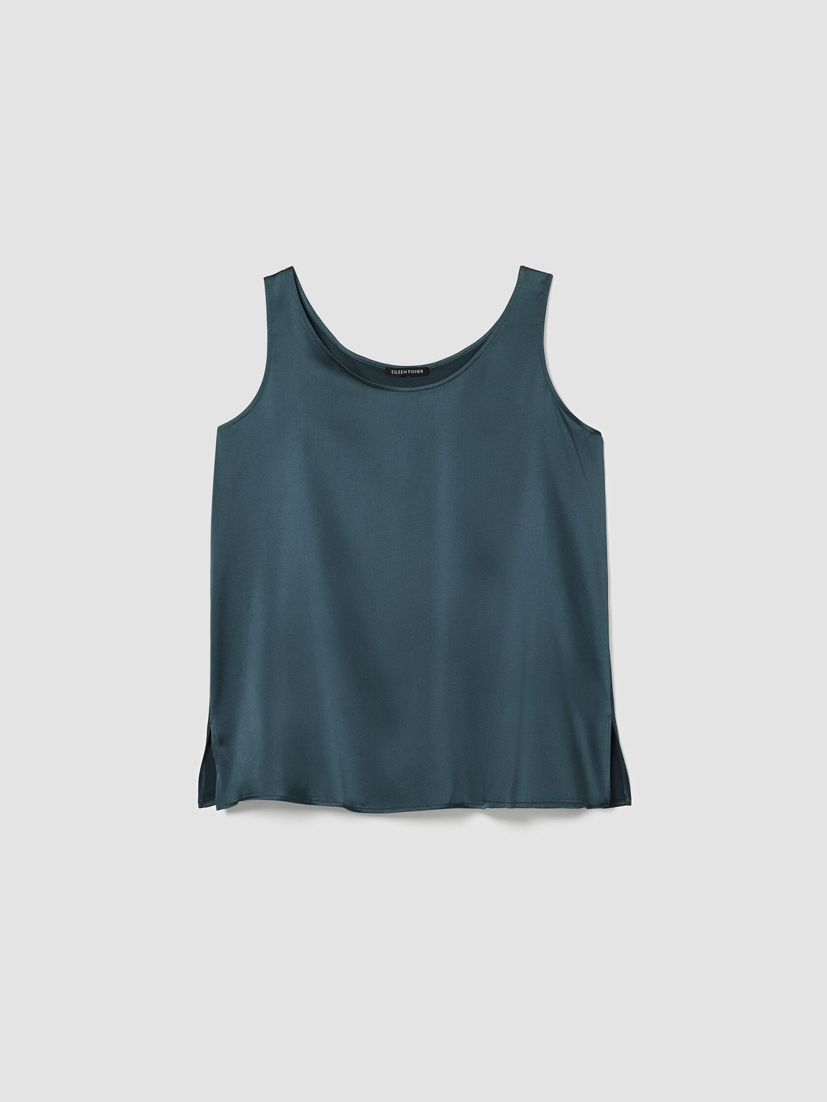 Stretch Silk Charmeuse Scoop Neck Tank