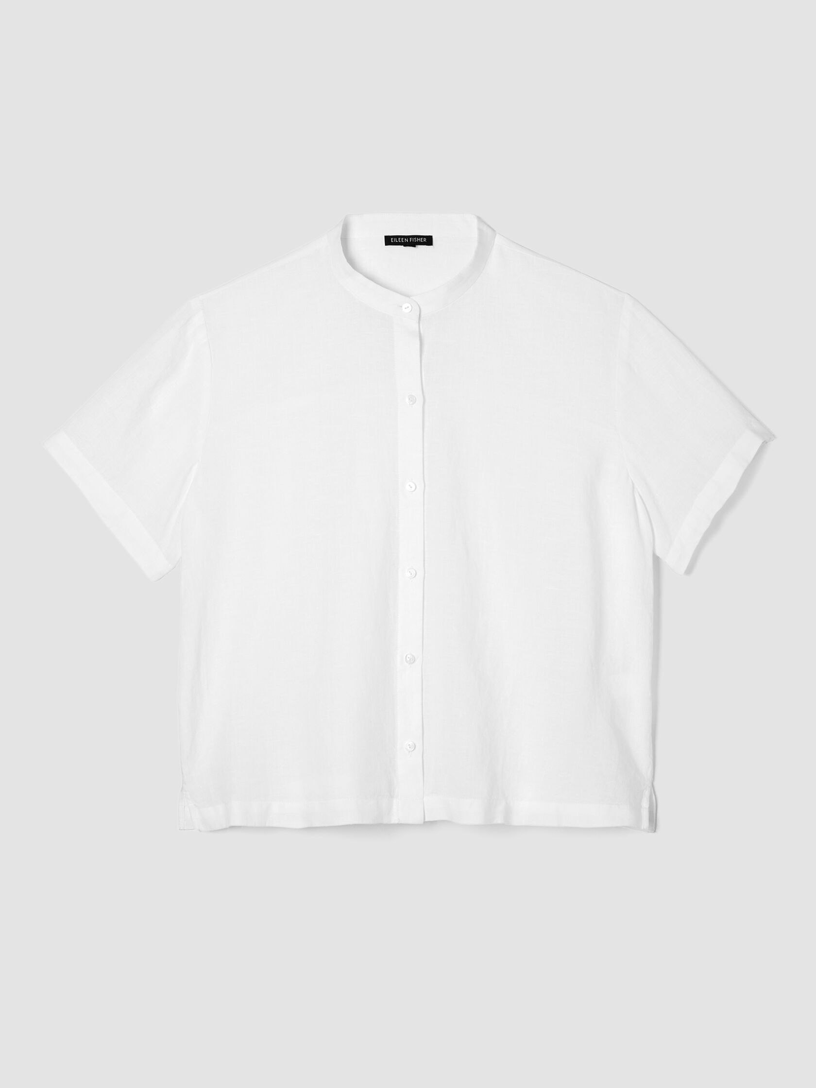 Organic Handkerchief Linen&nbsp;Band Collar Shirt