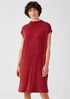 Sueded Cupro Knit Funnel Neck Dress