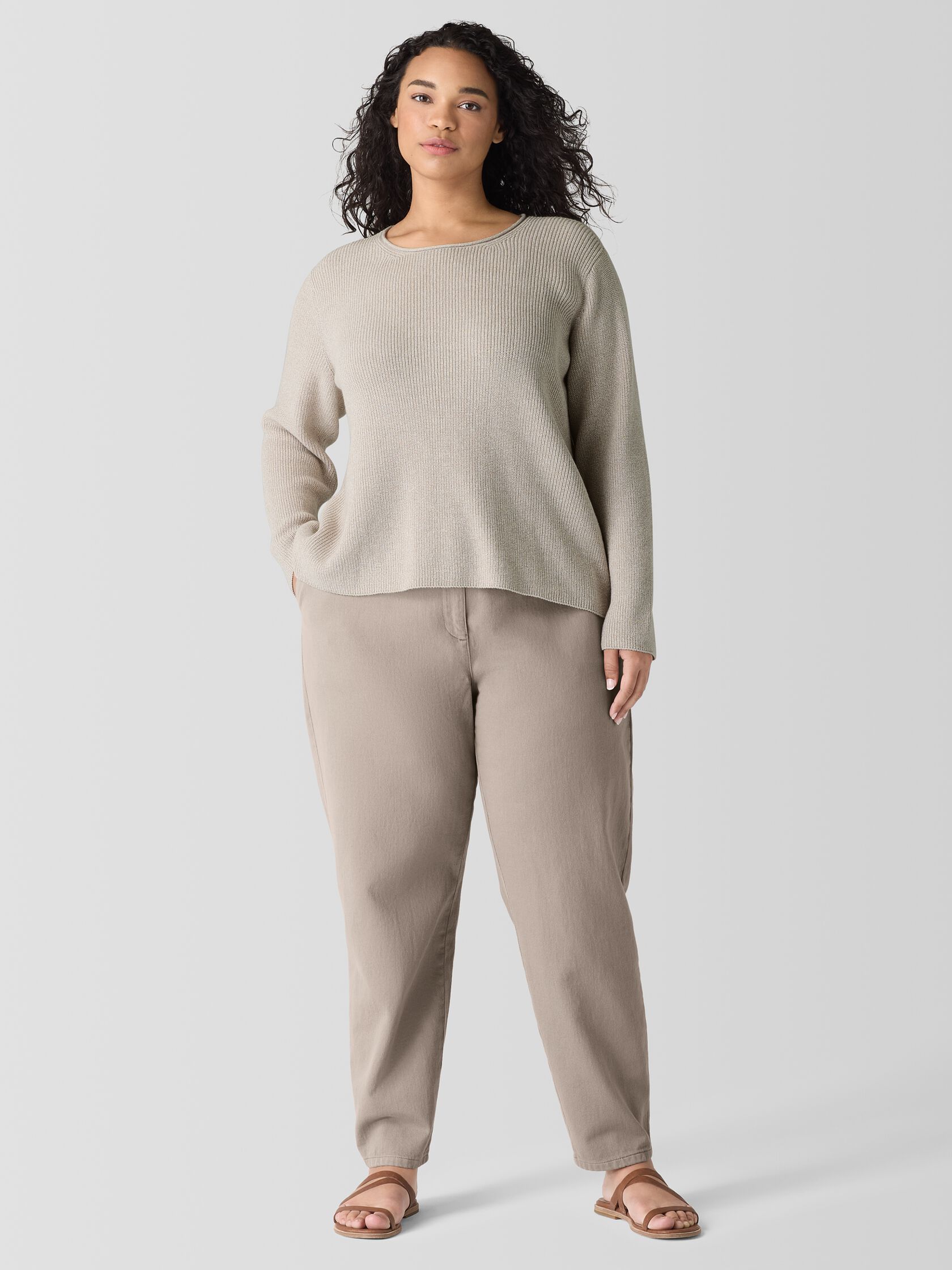 Peruvian Organic Cotton Crepe Crew Neck Top