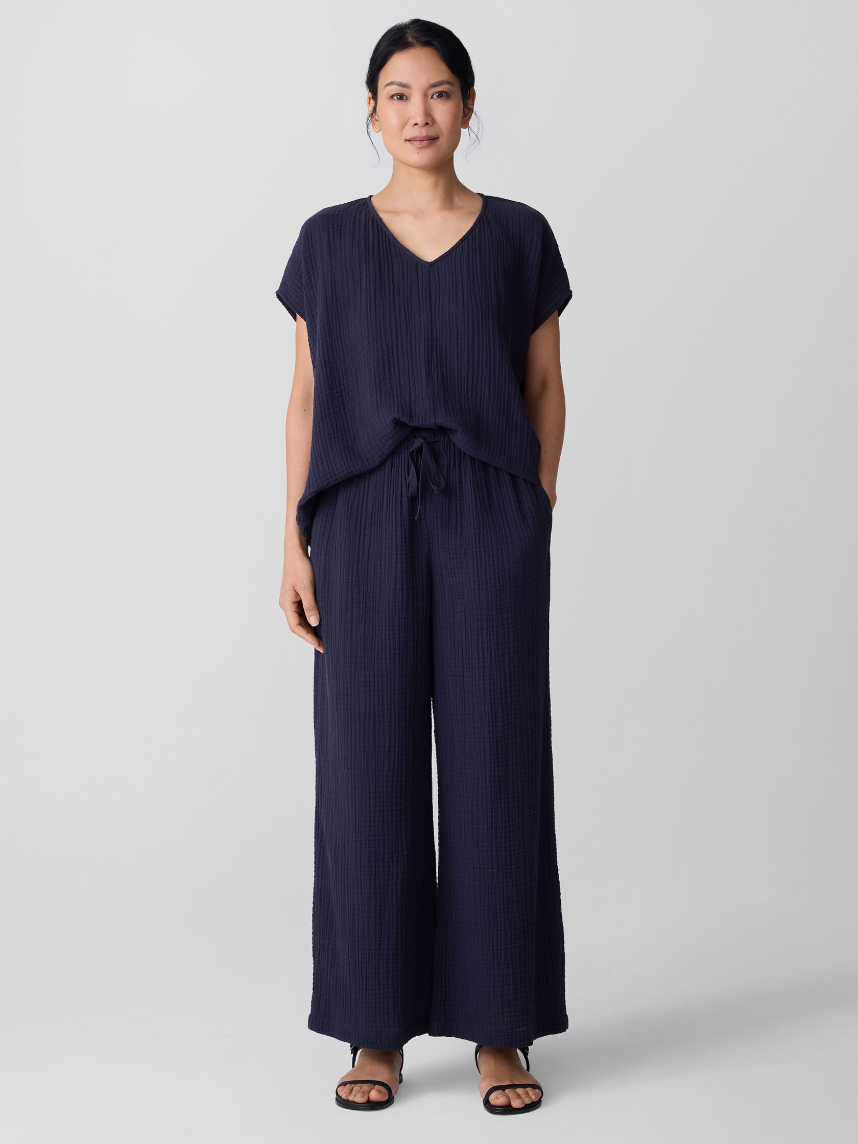 Organic Cotton Lofty Gauze Wide-Leg Pant