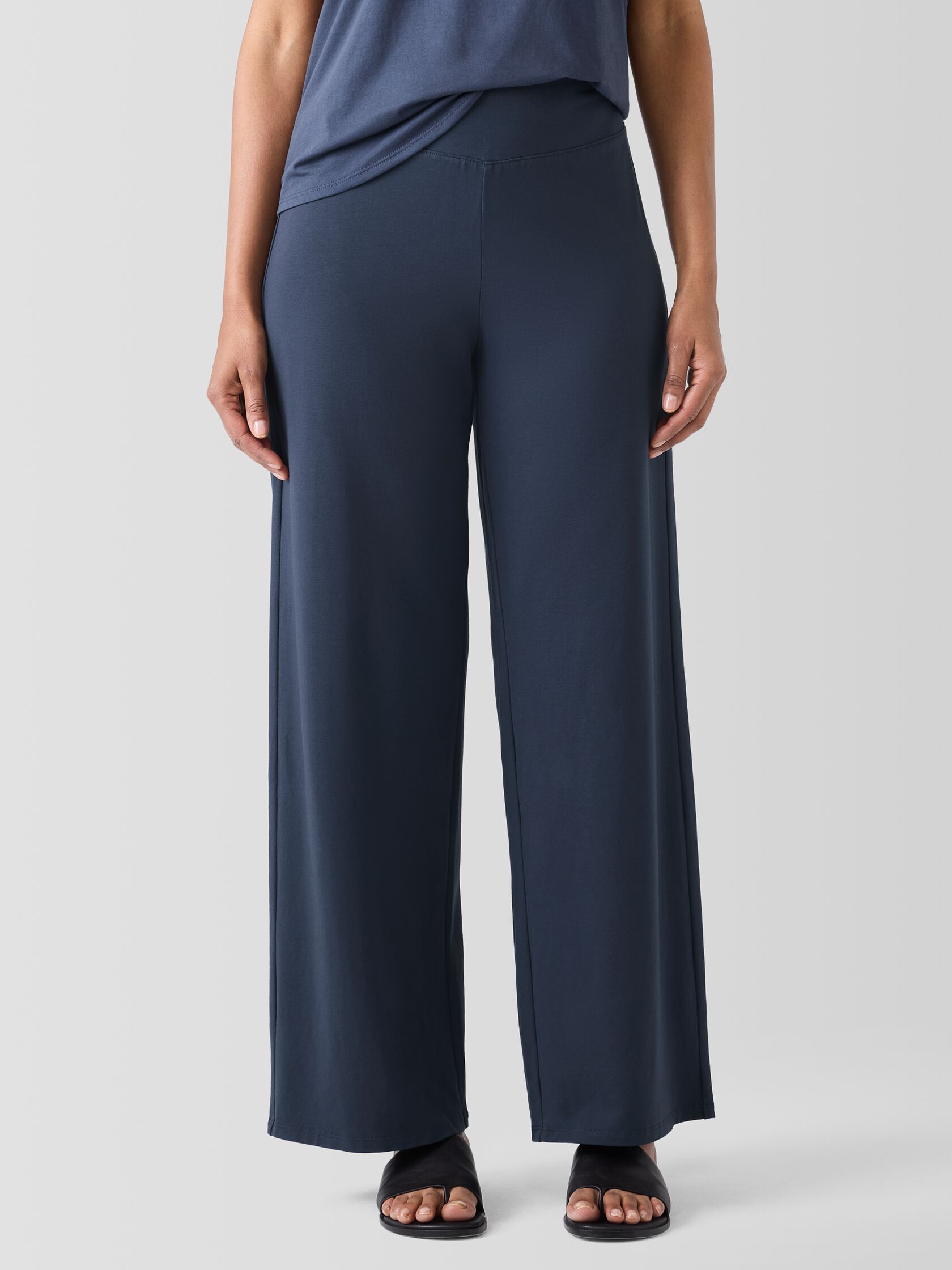 Pima Cotton Stretch Jersey Wide-Leg Pant