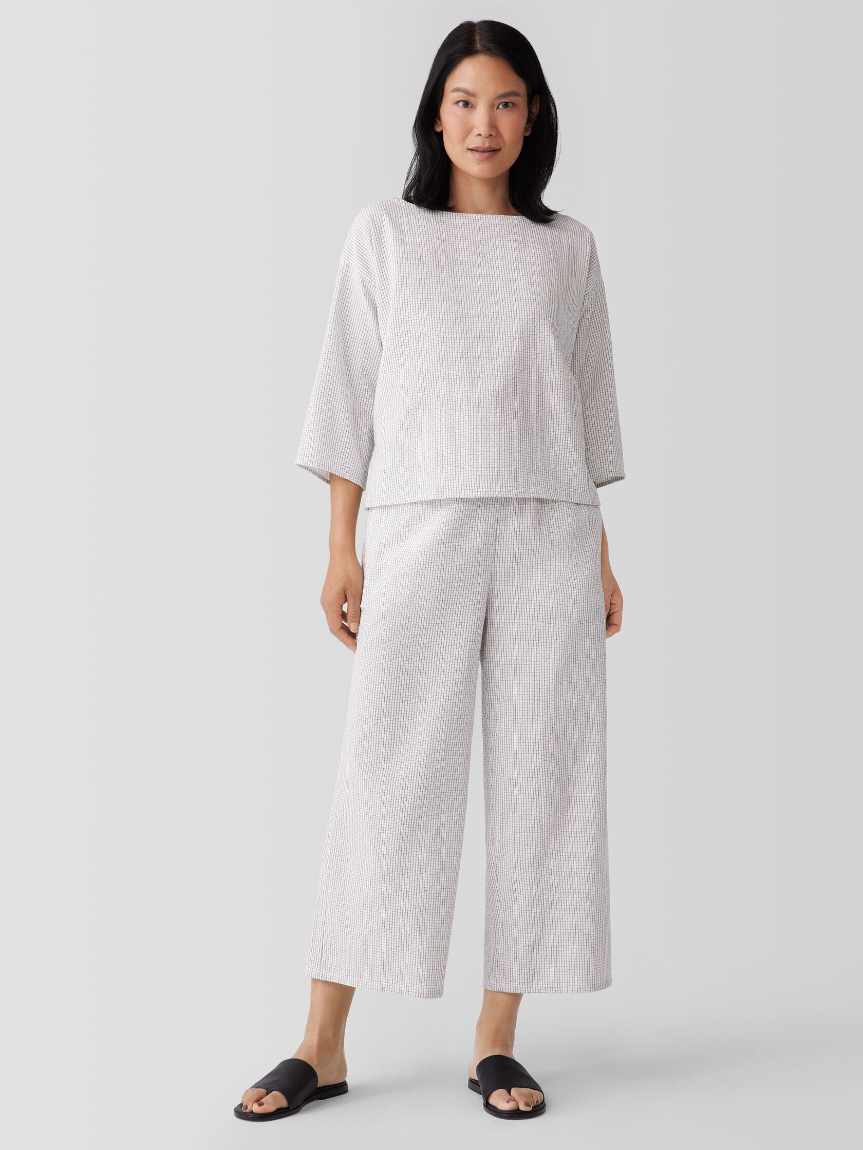 Organic Cotton Ripple Checkered Box-Top