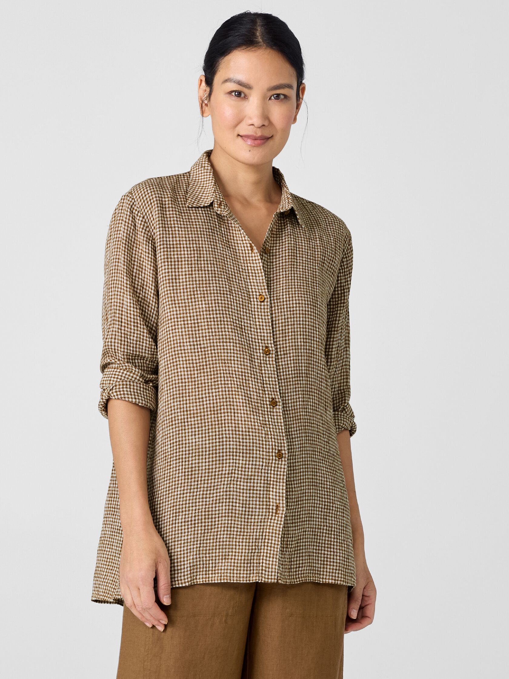 Puckered Organic Linen Classic Collar Shirt