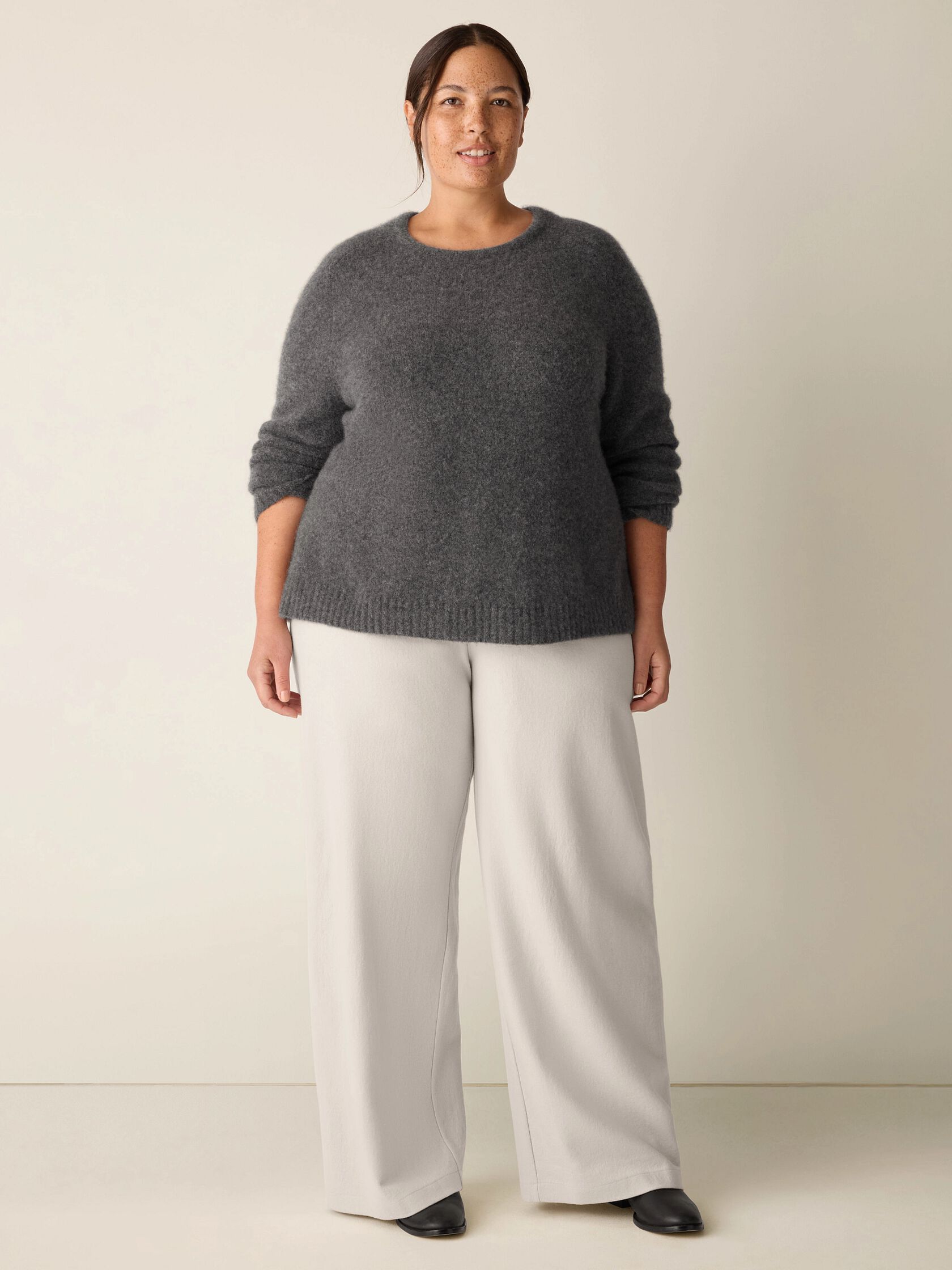 Felted Wool Jersey Wide-Leg Pant in Regenerative Wool