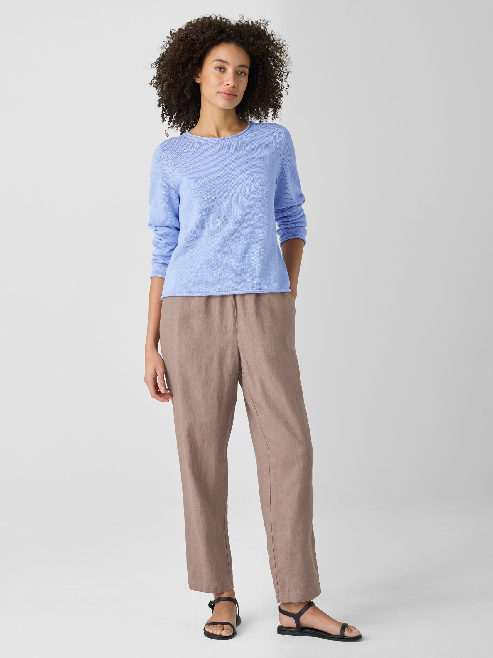 Peruvian Cotton Blend Jewel Neck Top