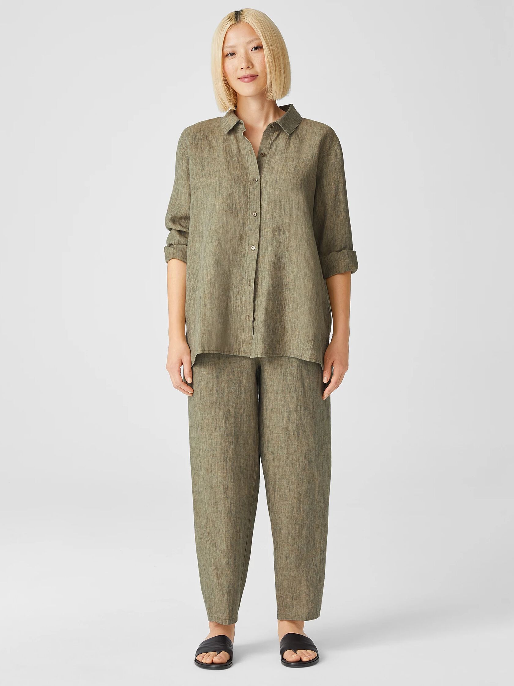 Washed Organic Linen Delave Lantern Pant