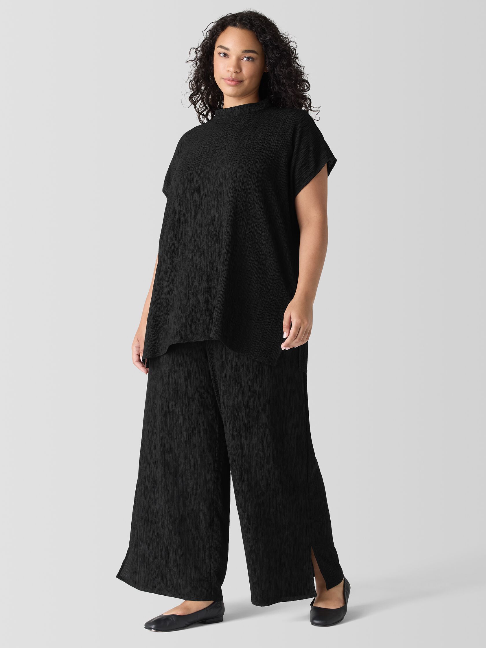 Woven Pliss&eacute; Wide-Leg Pant