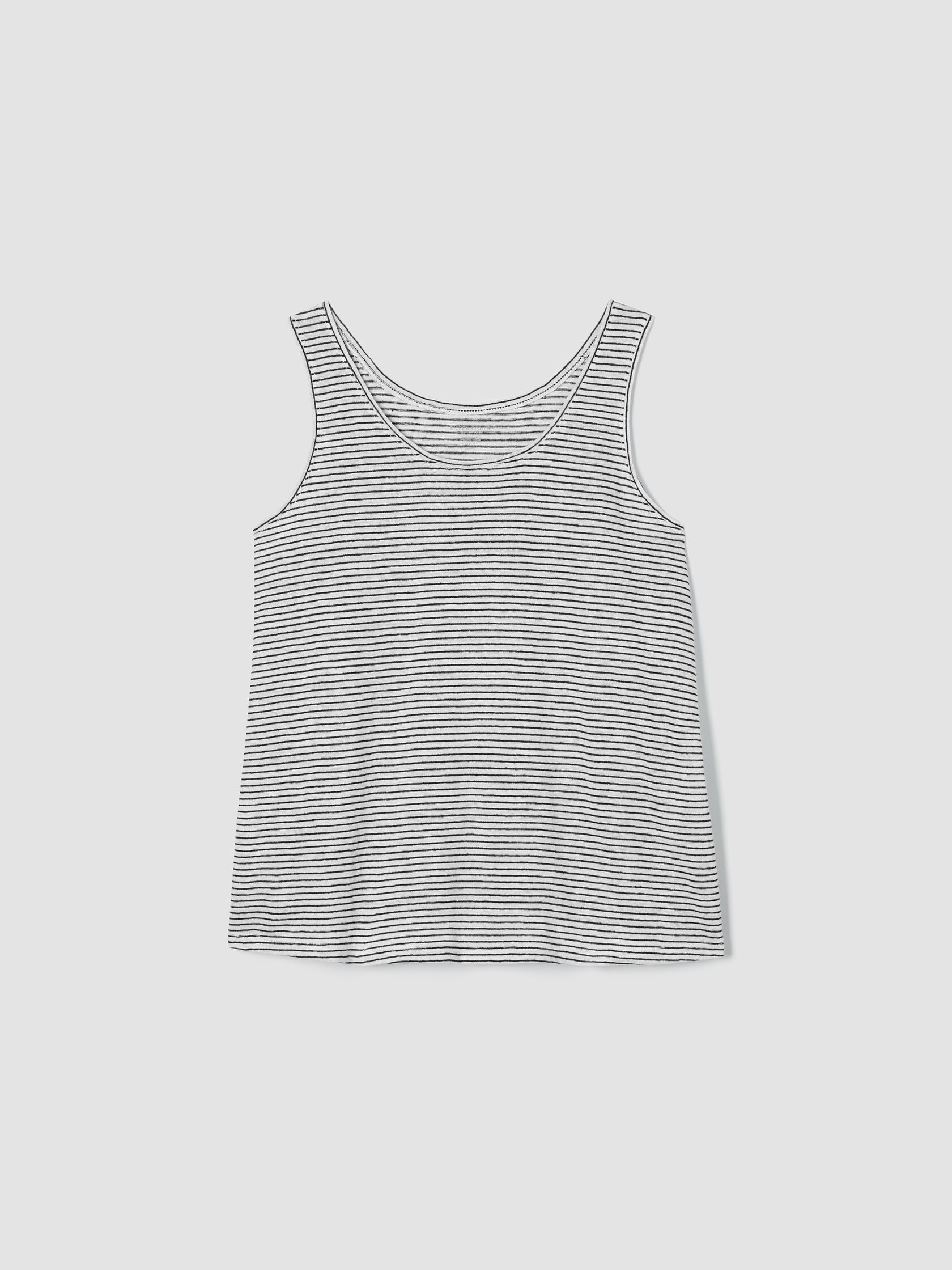Striped Organic Linen Jersey Scoop Neck Tank