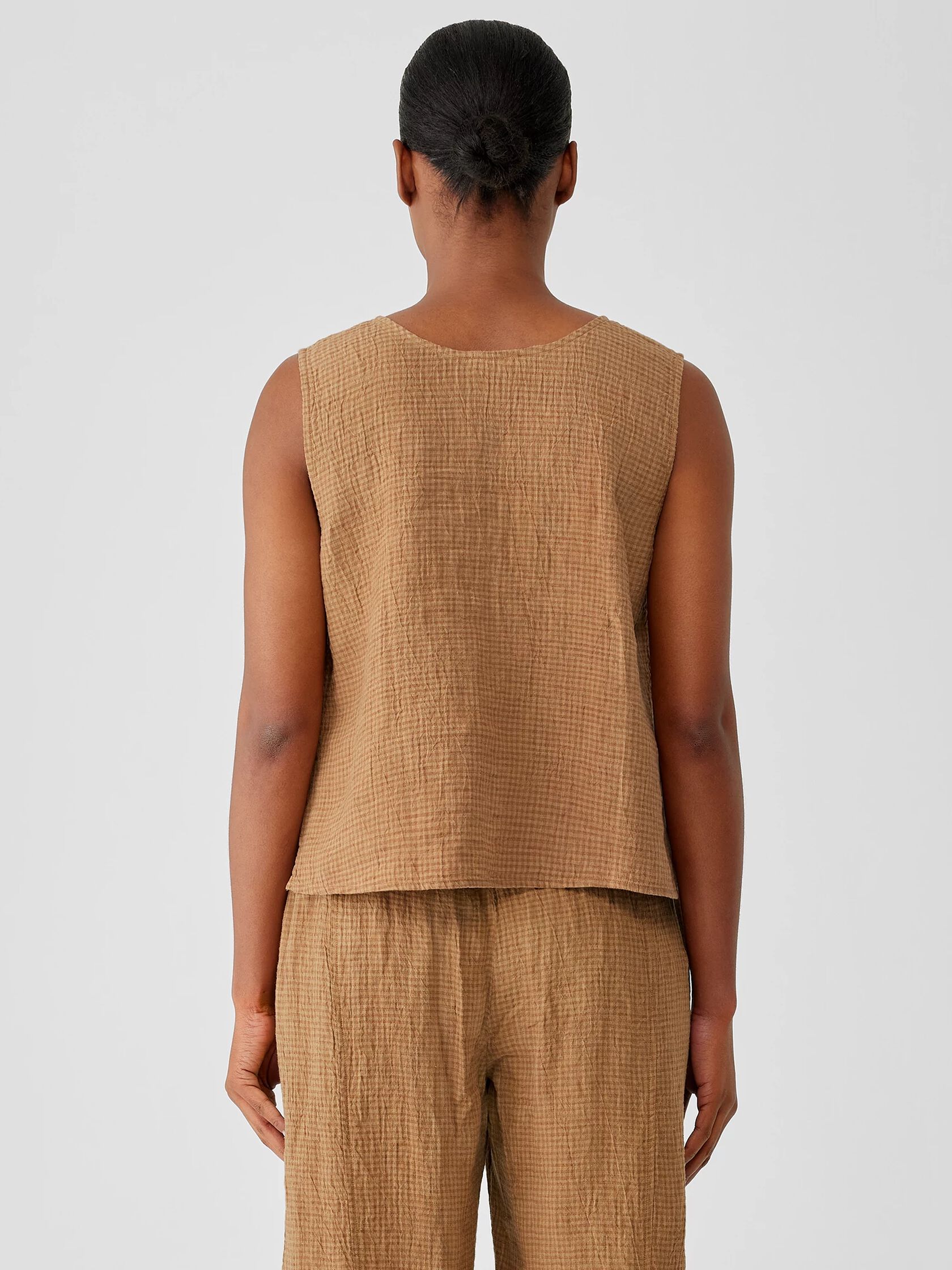 Puckered Organic Linen Scoop Neck Tank
