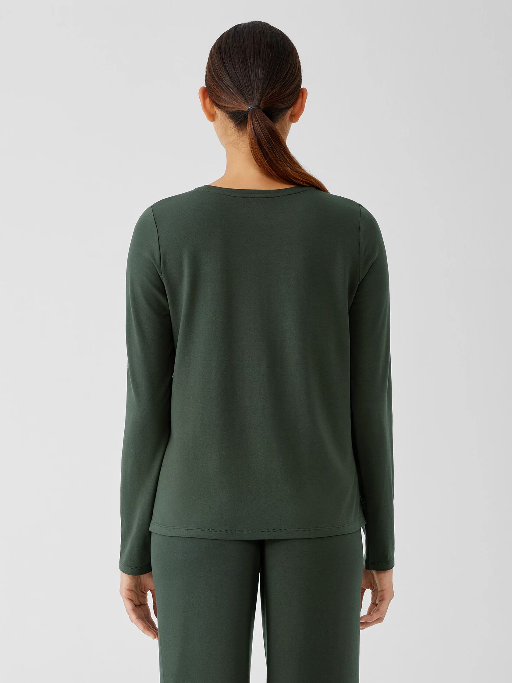 Stretch Jersey Knit Crew Neck Top