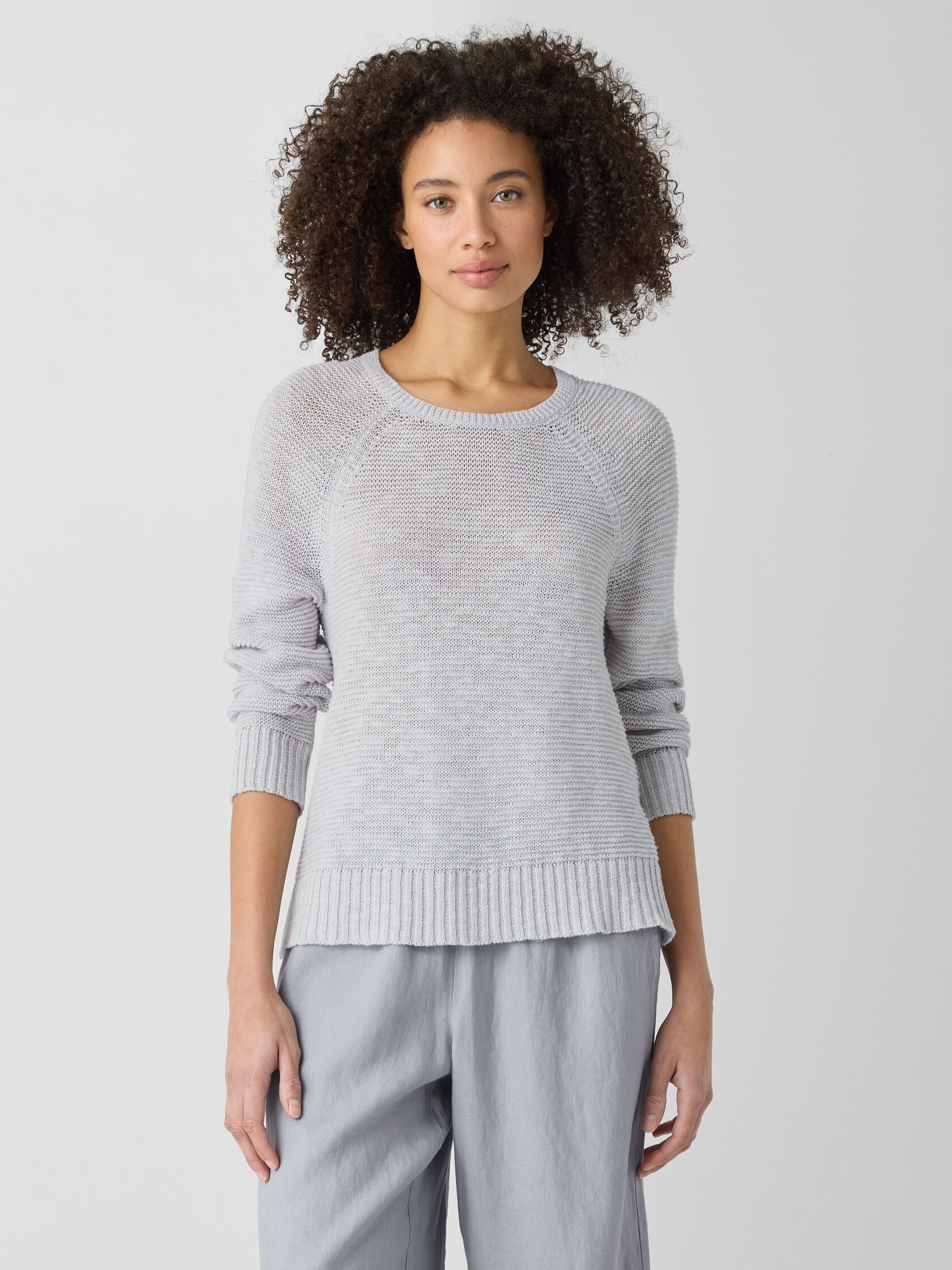 Organic Linen Cotton Slub Crew Neck Top