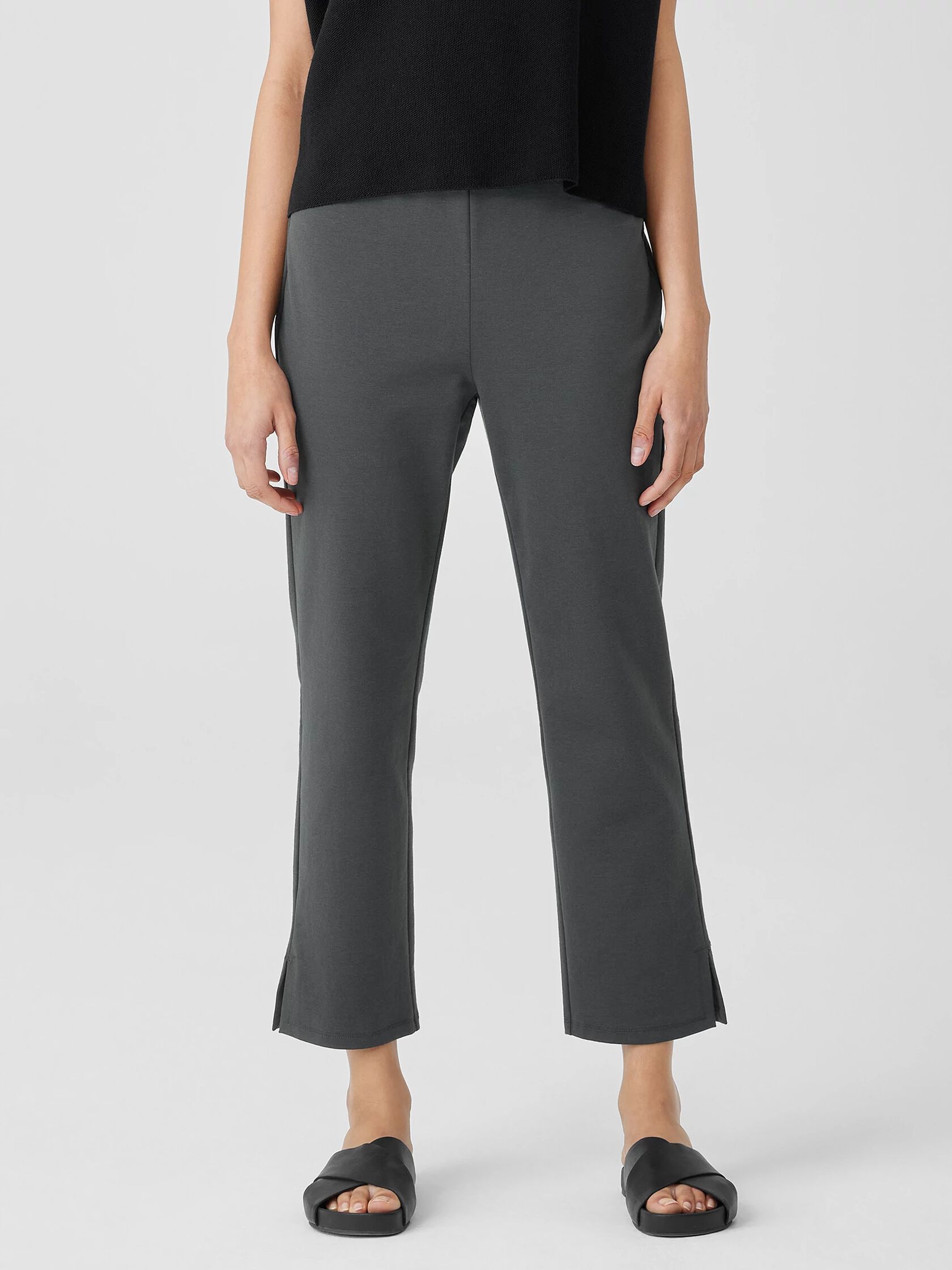 Cotton Blend Ponte Pant with Slits