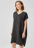 Puckered Organic Linen V-Neck Dress