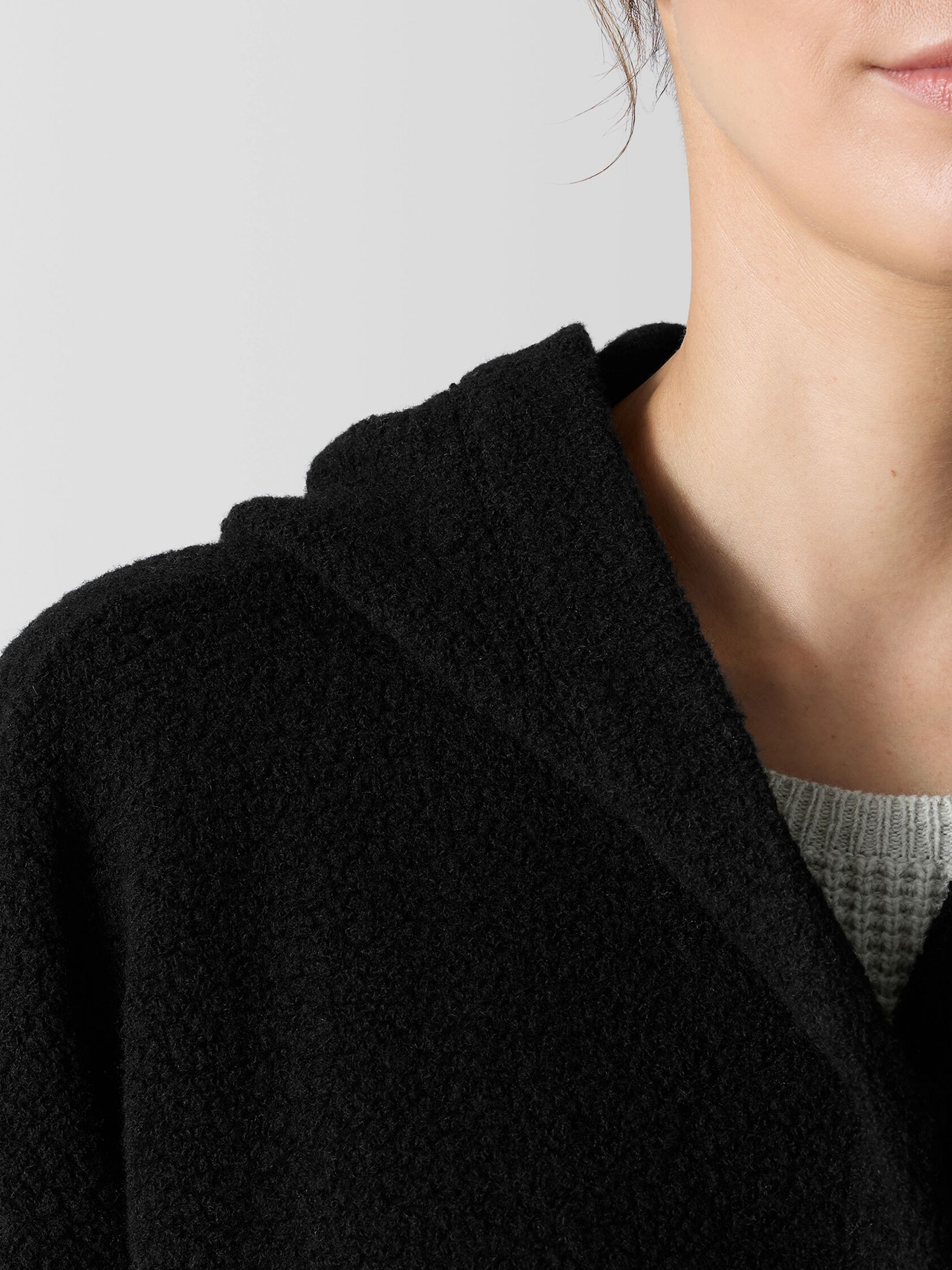 Cozy Recycled Wool Boucle Hooded Jacket