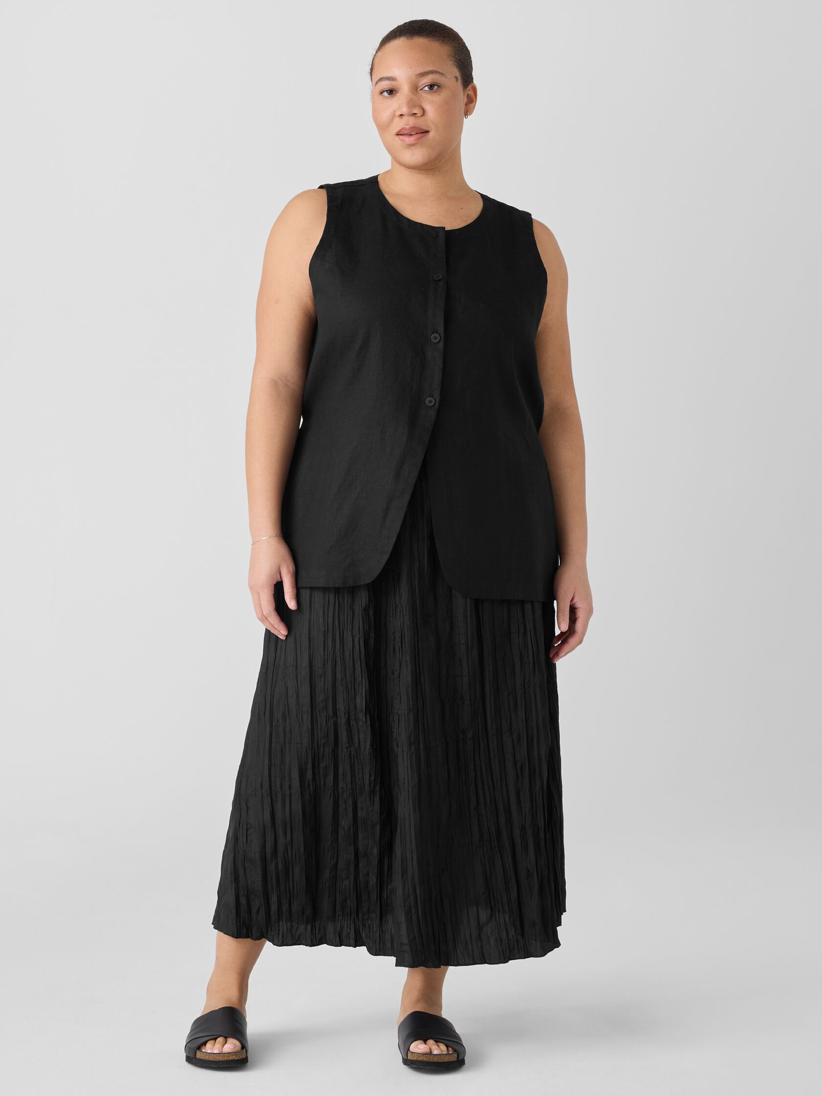 Crushed Silk Flared Skirt