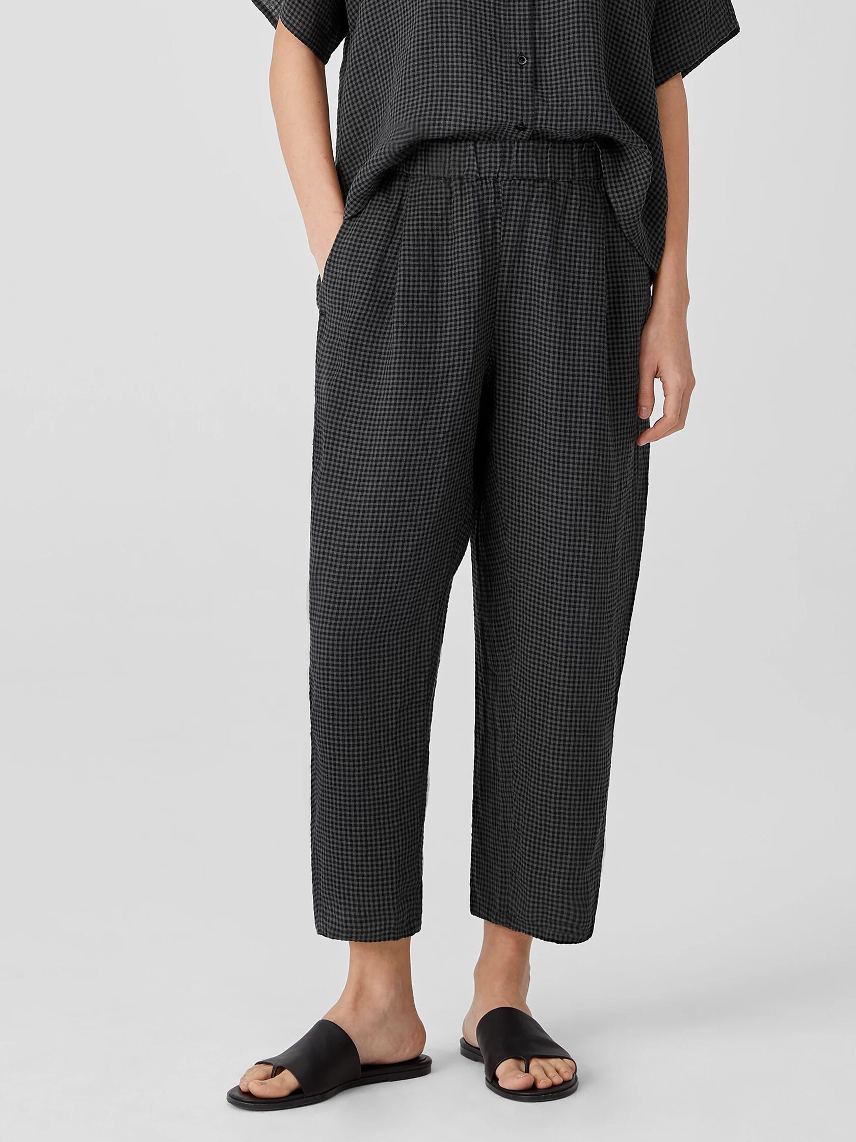 Puckered Organic Linen Lantern Pant