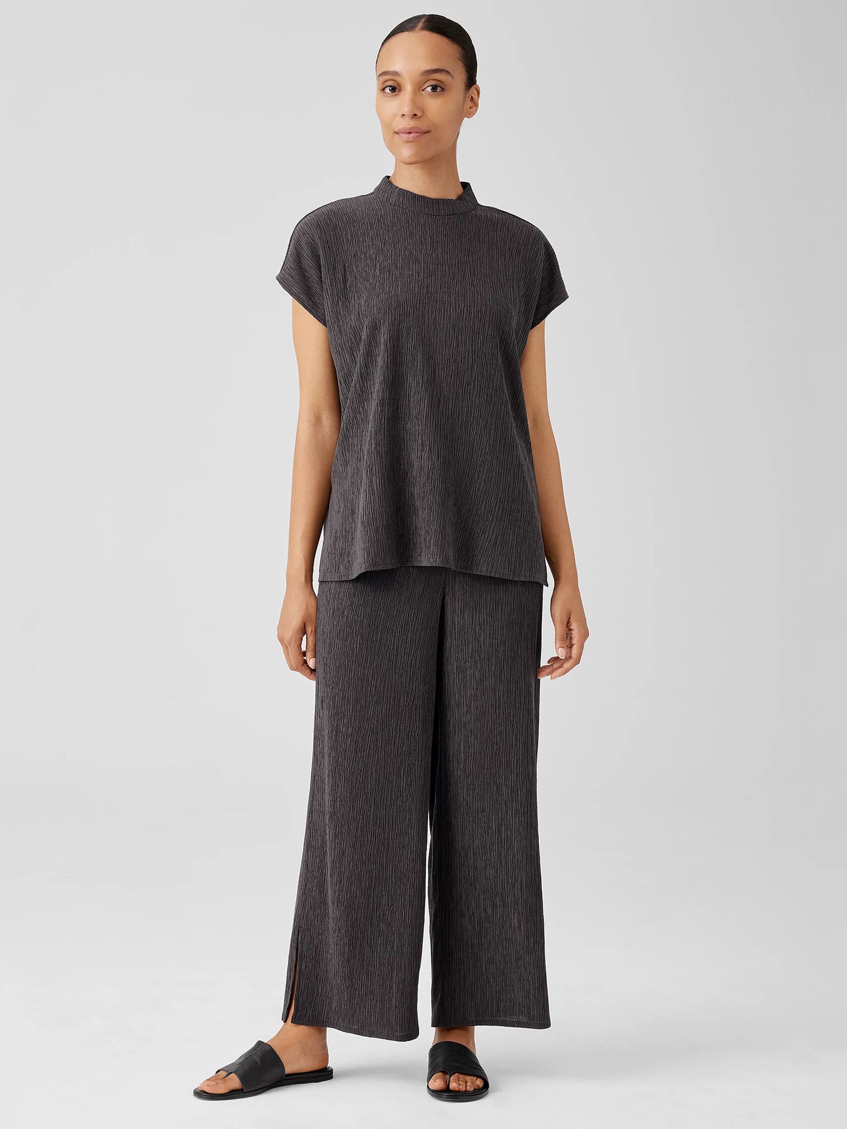Woven Pliss&eacute; Wide-Leg Pant