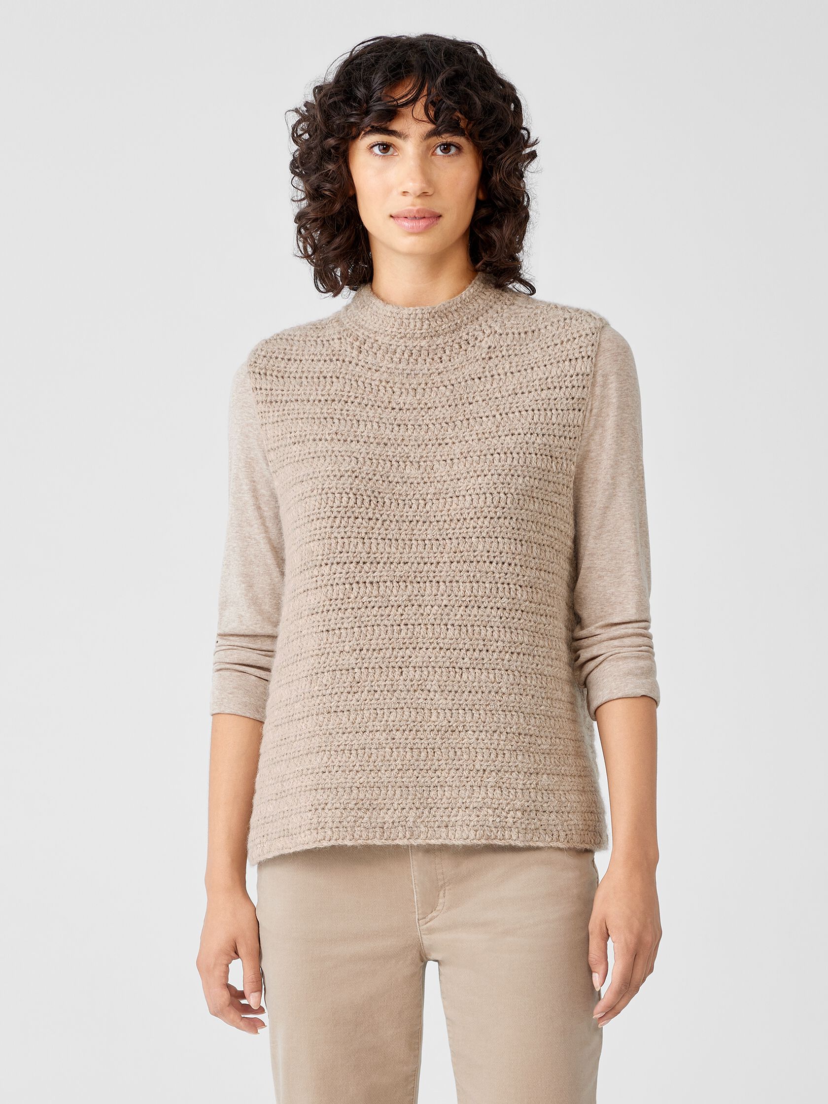 Peruvian Alpaca Crochet Mock Neck Top