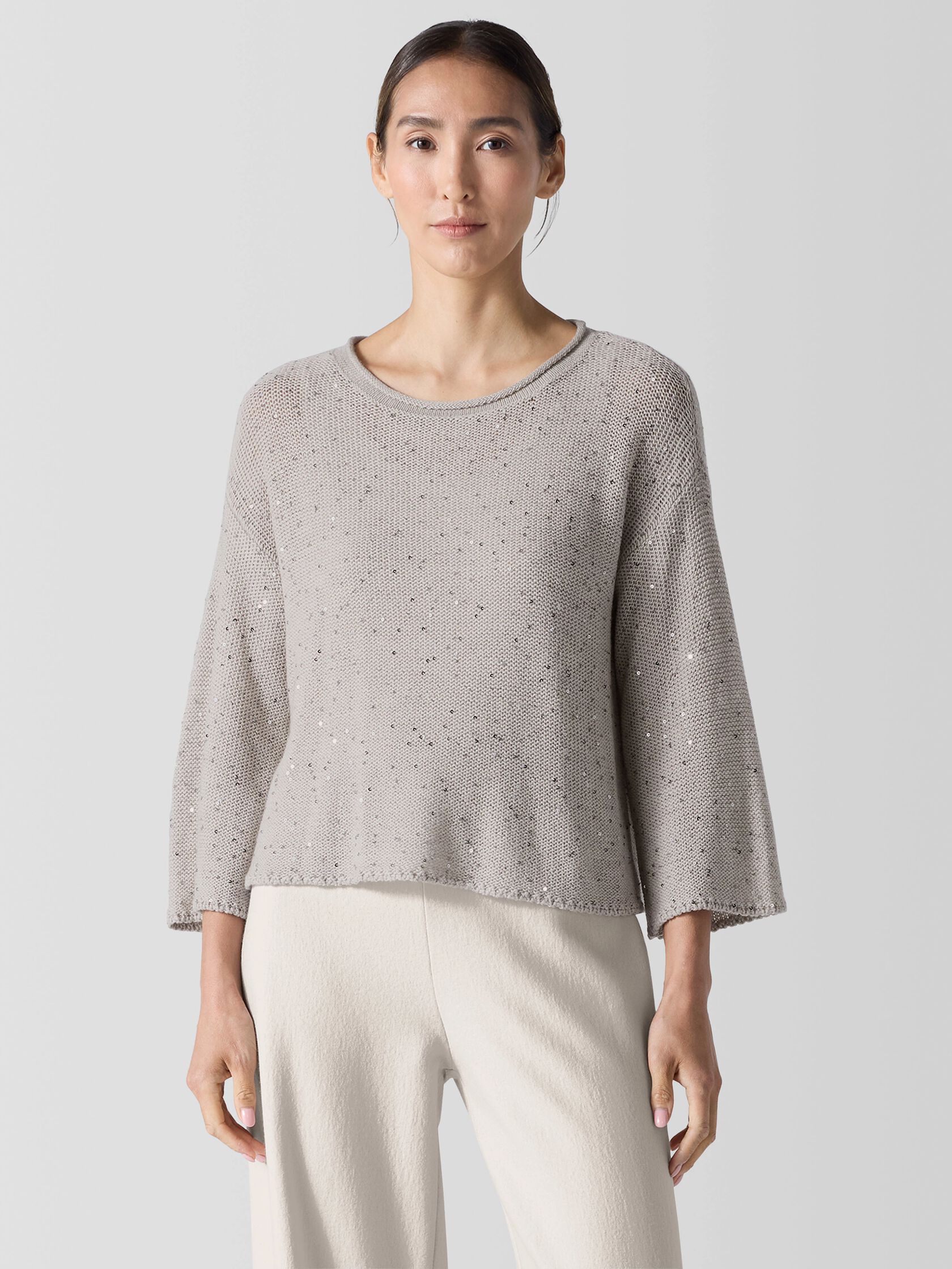 Merino Sequin Jewel Neck Top