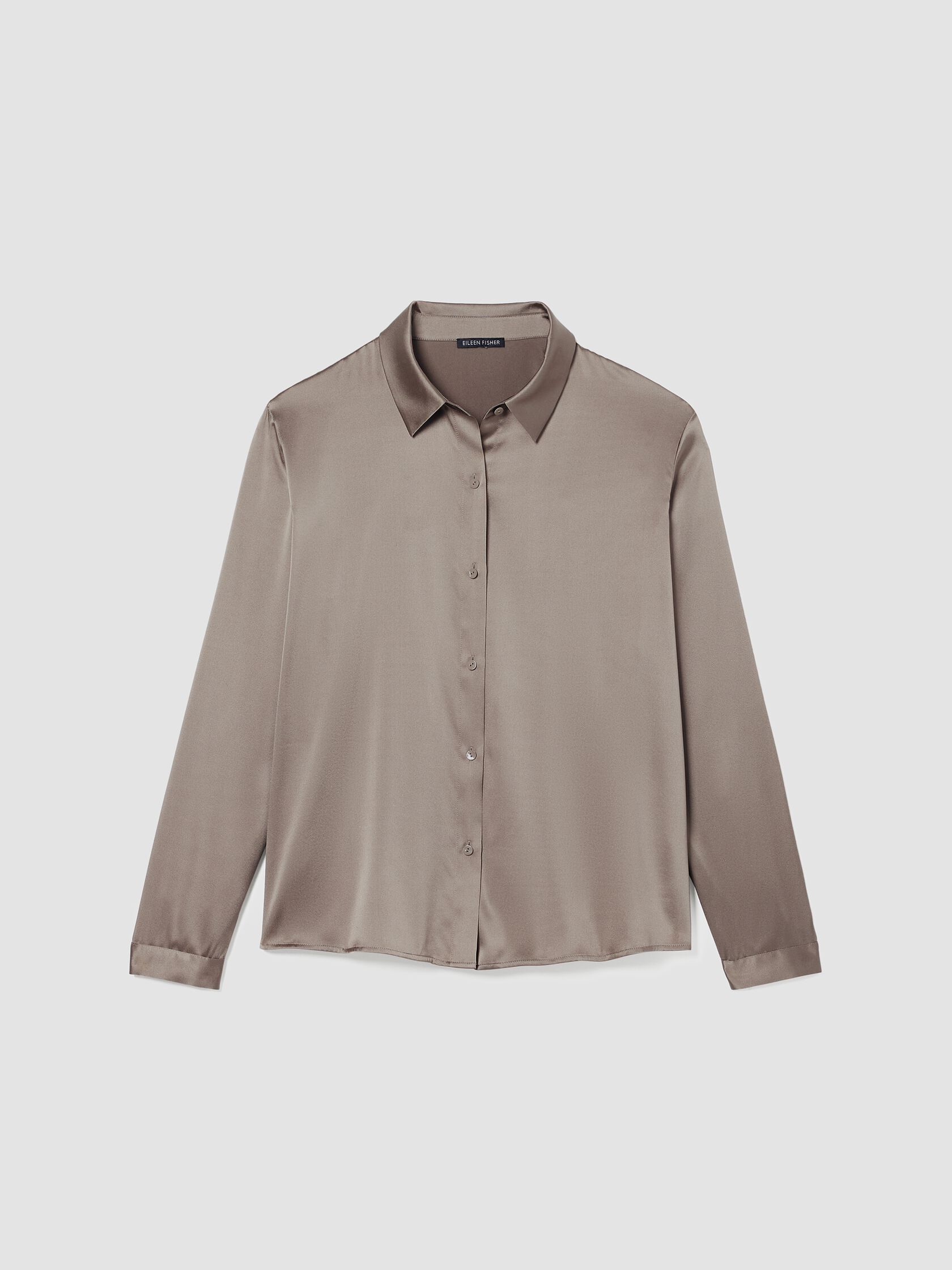 Stretch Silk Charmeuse&nbsp;Classic Collar Shirt