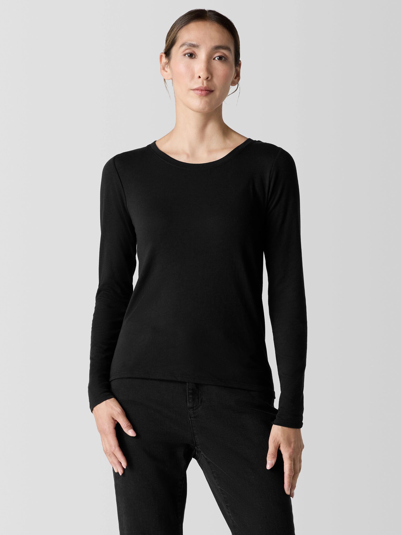 Sheer Knit Long-Sleeve Tee