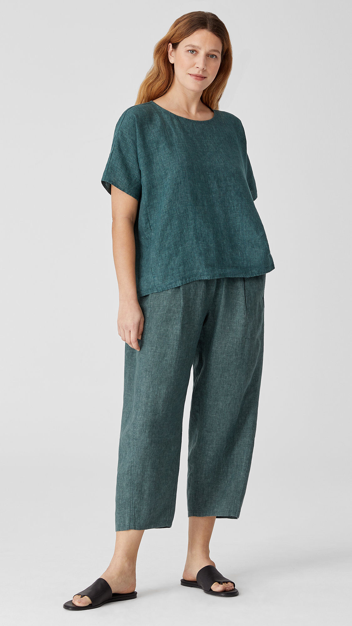 Washed Organic Linen Delave Lantern Pant