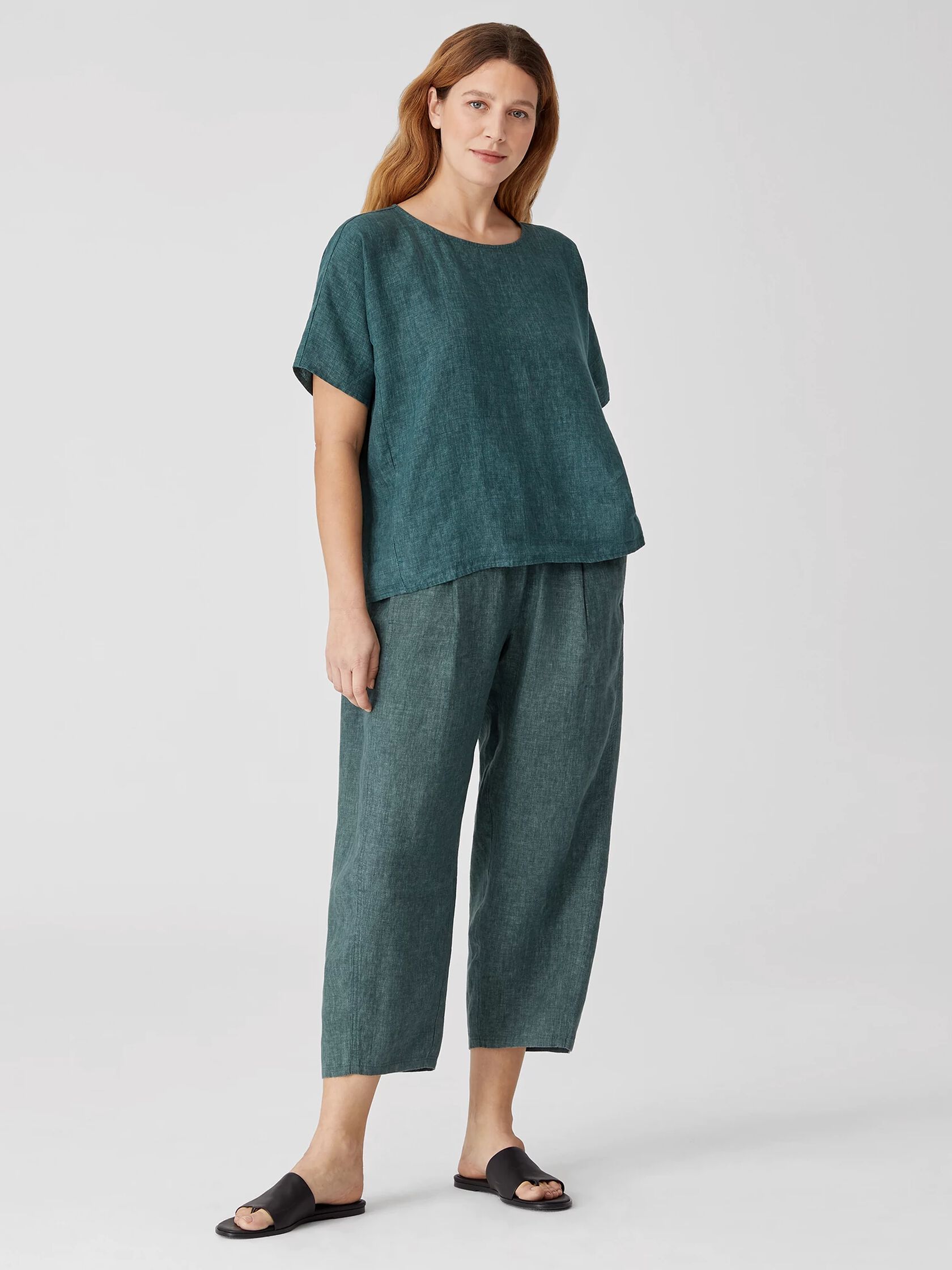 Washed Organic Linen Delave Lantern Pant