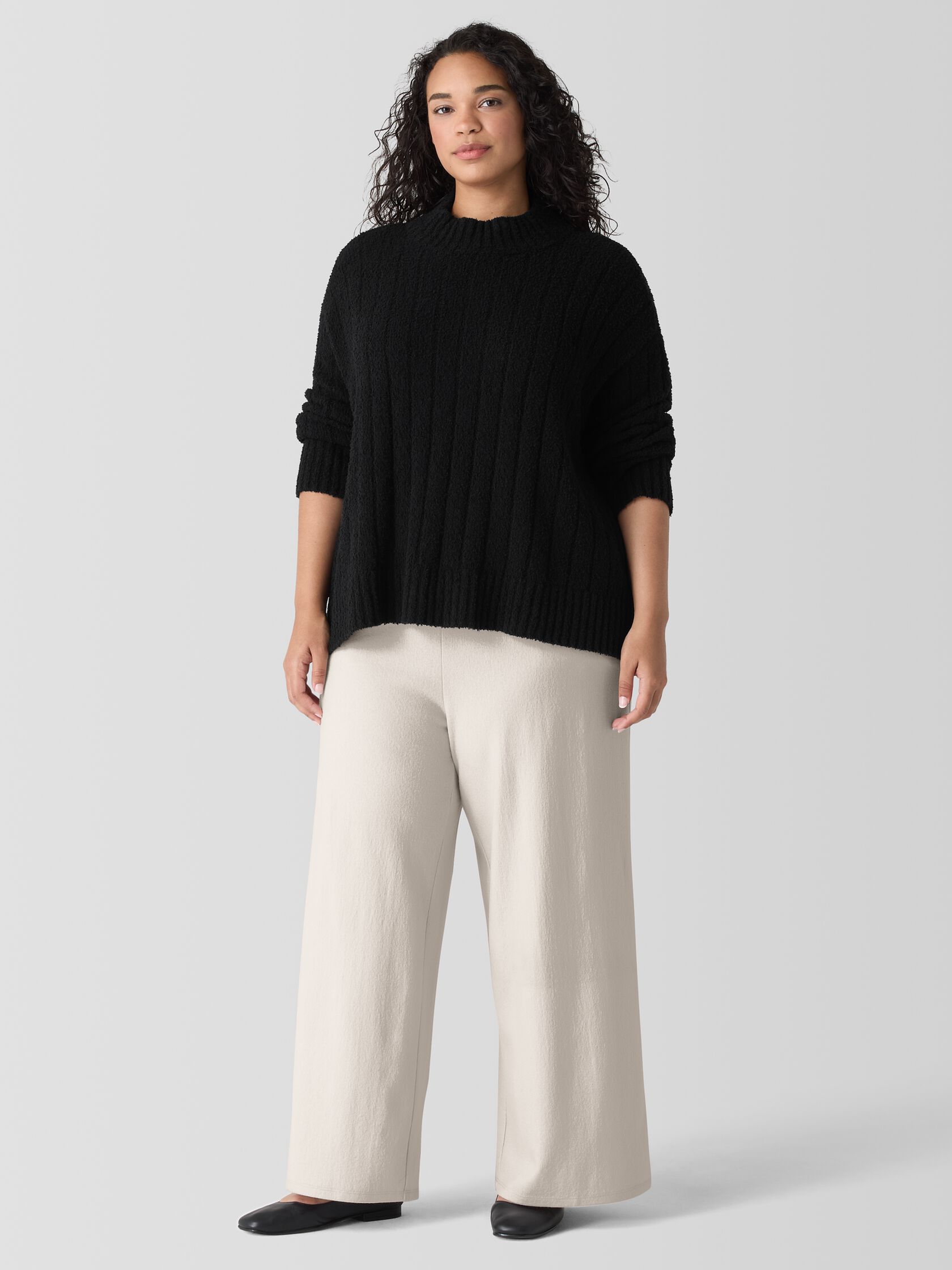 Cotton Fluff Rib Turtleneck Top