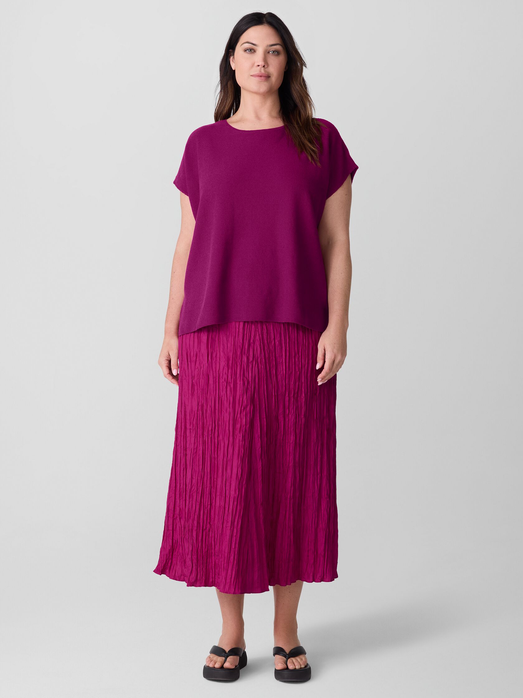 Crushed Silk Flared Skirt