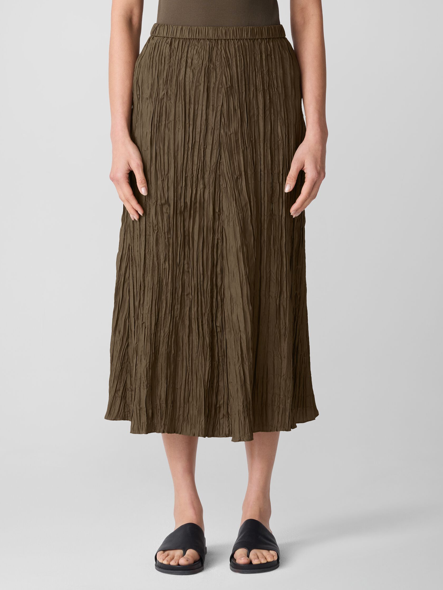 Crushed Silk Flared Skirt