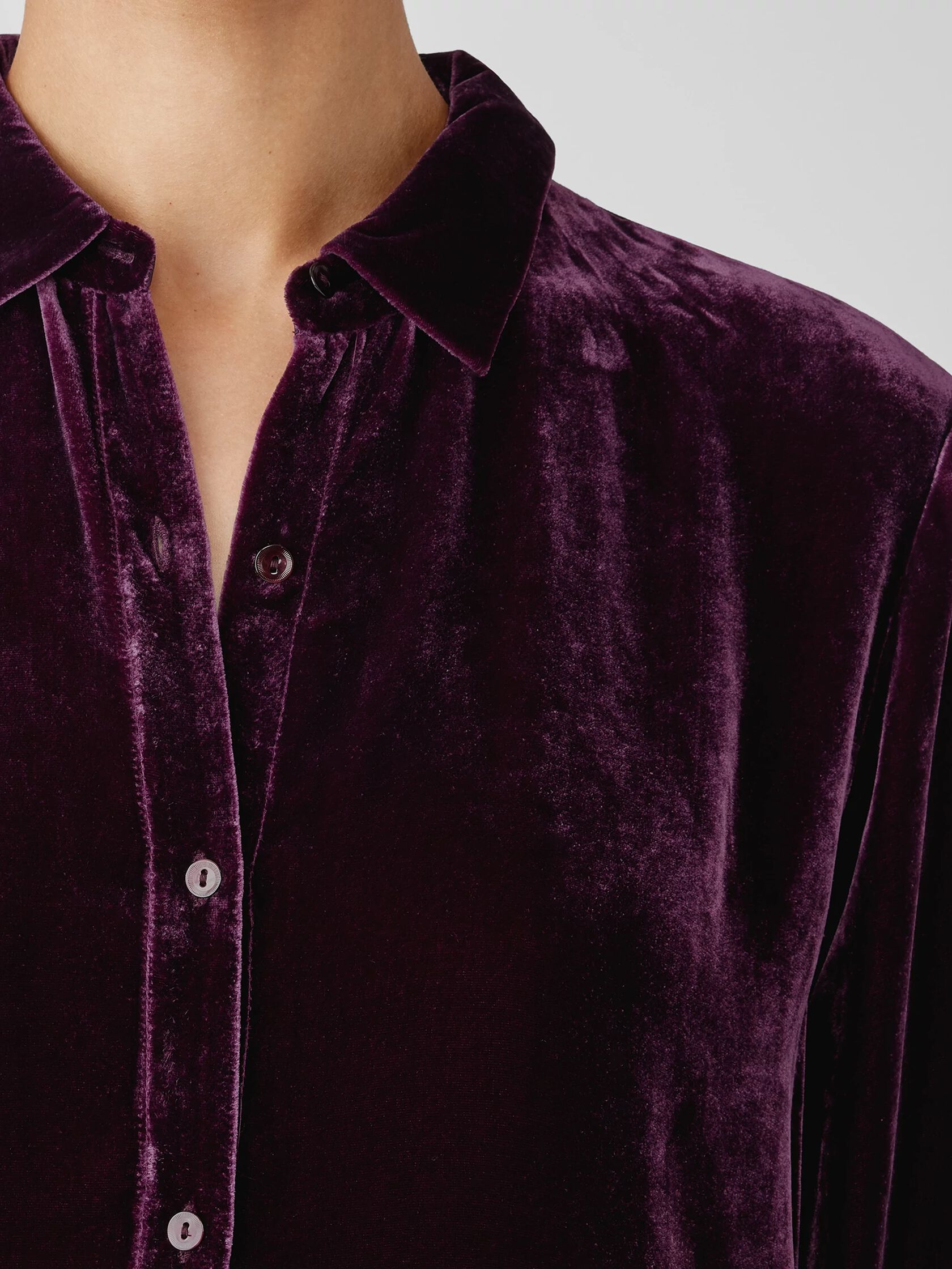 Velvet Classic Collar Long Shirt